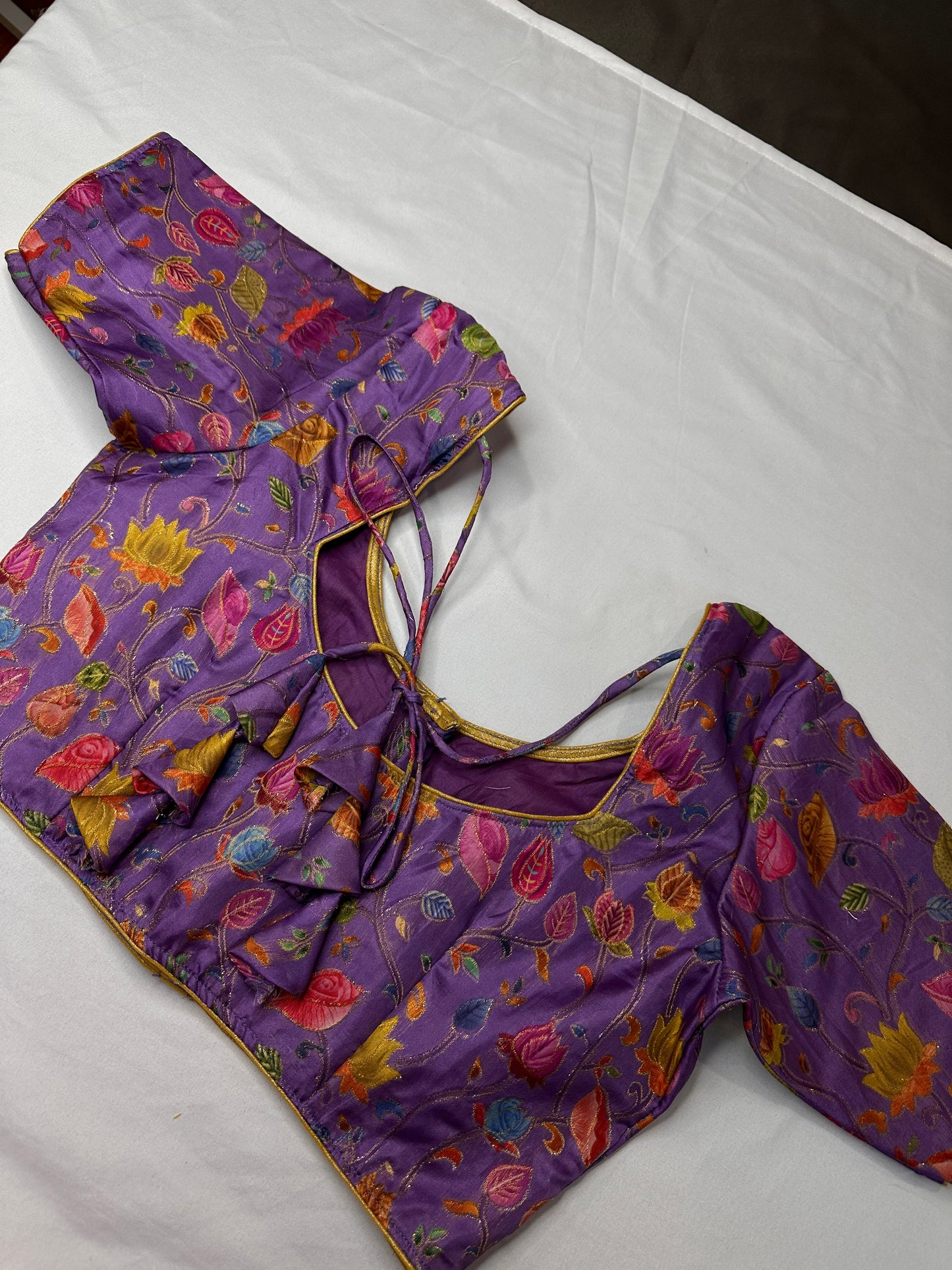 Purple Silk Kalamkari Blouse