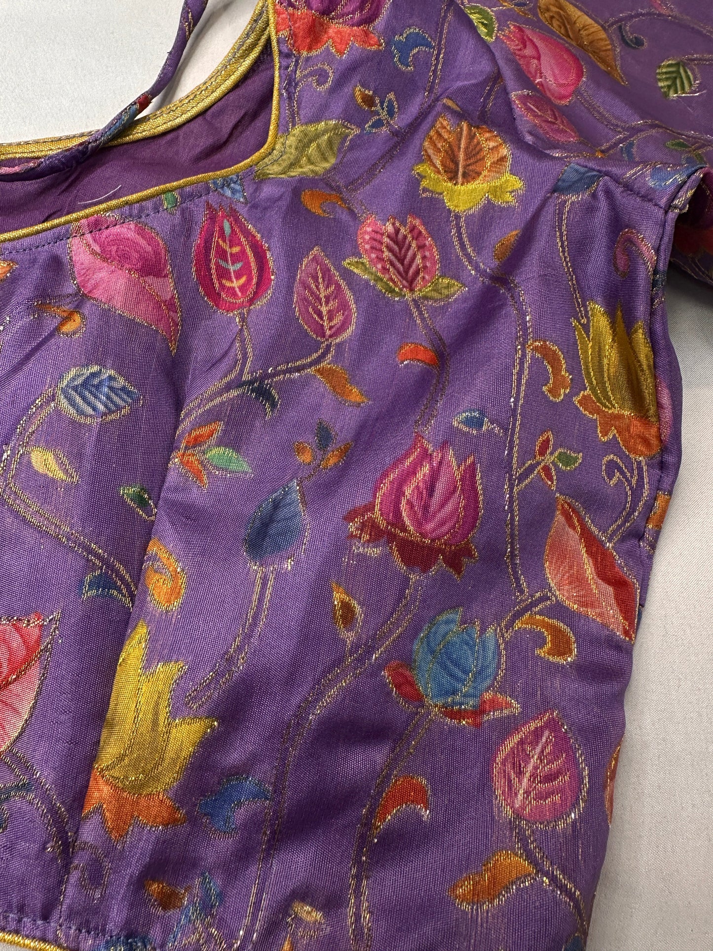 Purple Silk Kalamkari Blouse