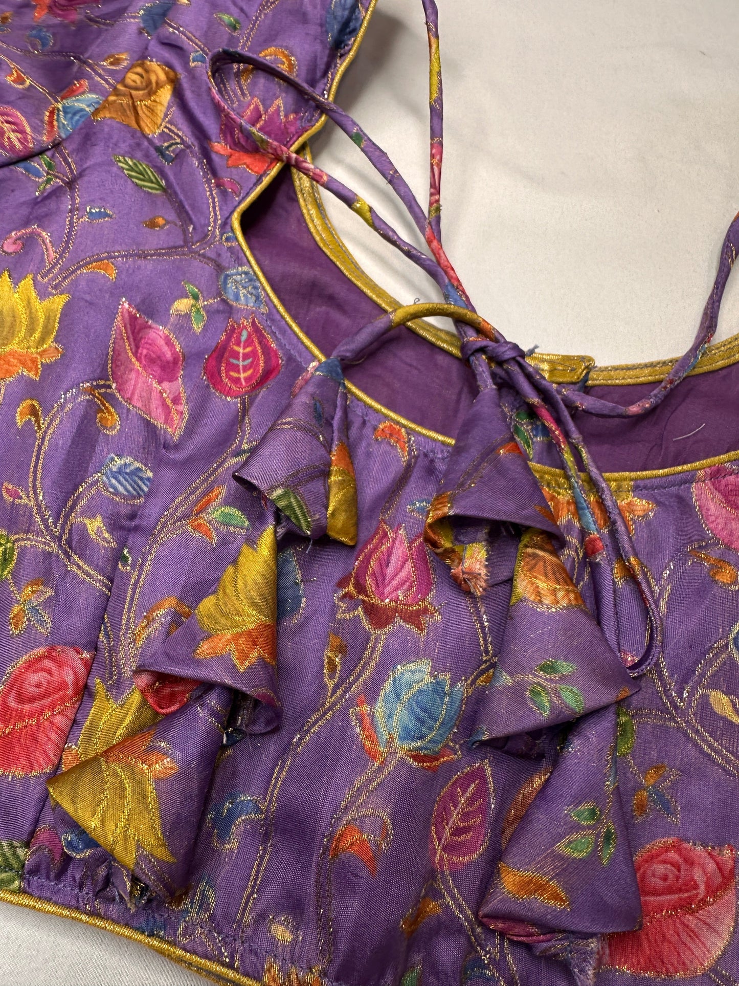 Purple Silk Kalamkari Blouse