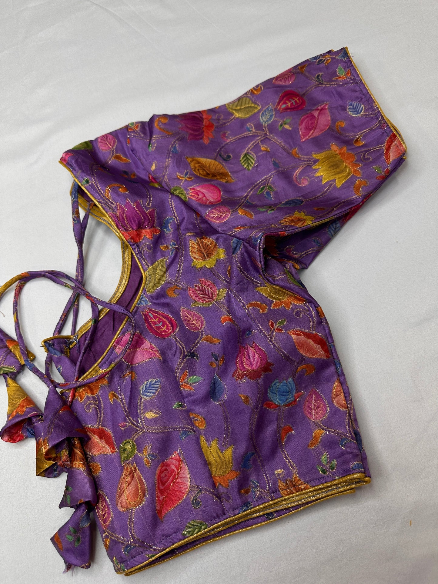 Purple Silk Kalamkari Blouse