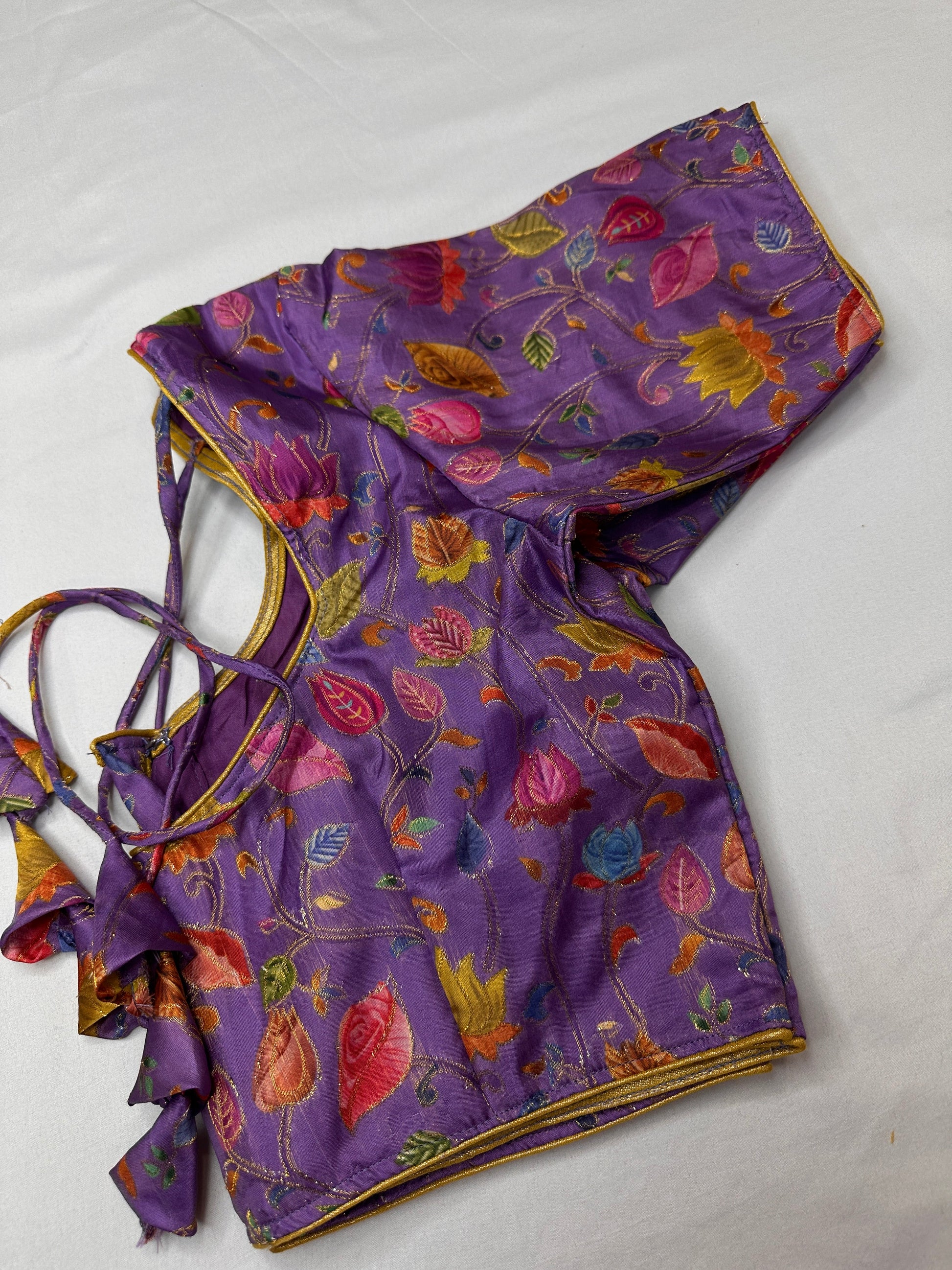 Purple Silk Kalamkari Blouse