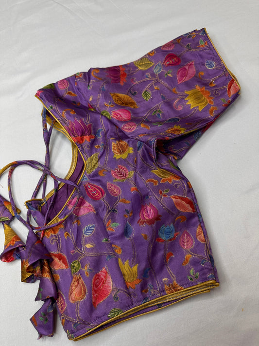 Purple Silk Kalamkari Blouse