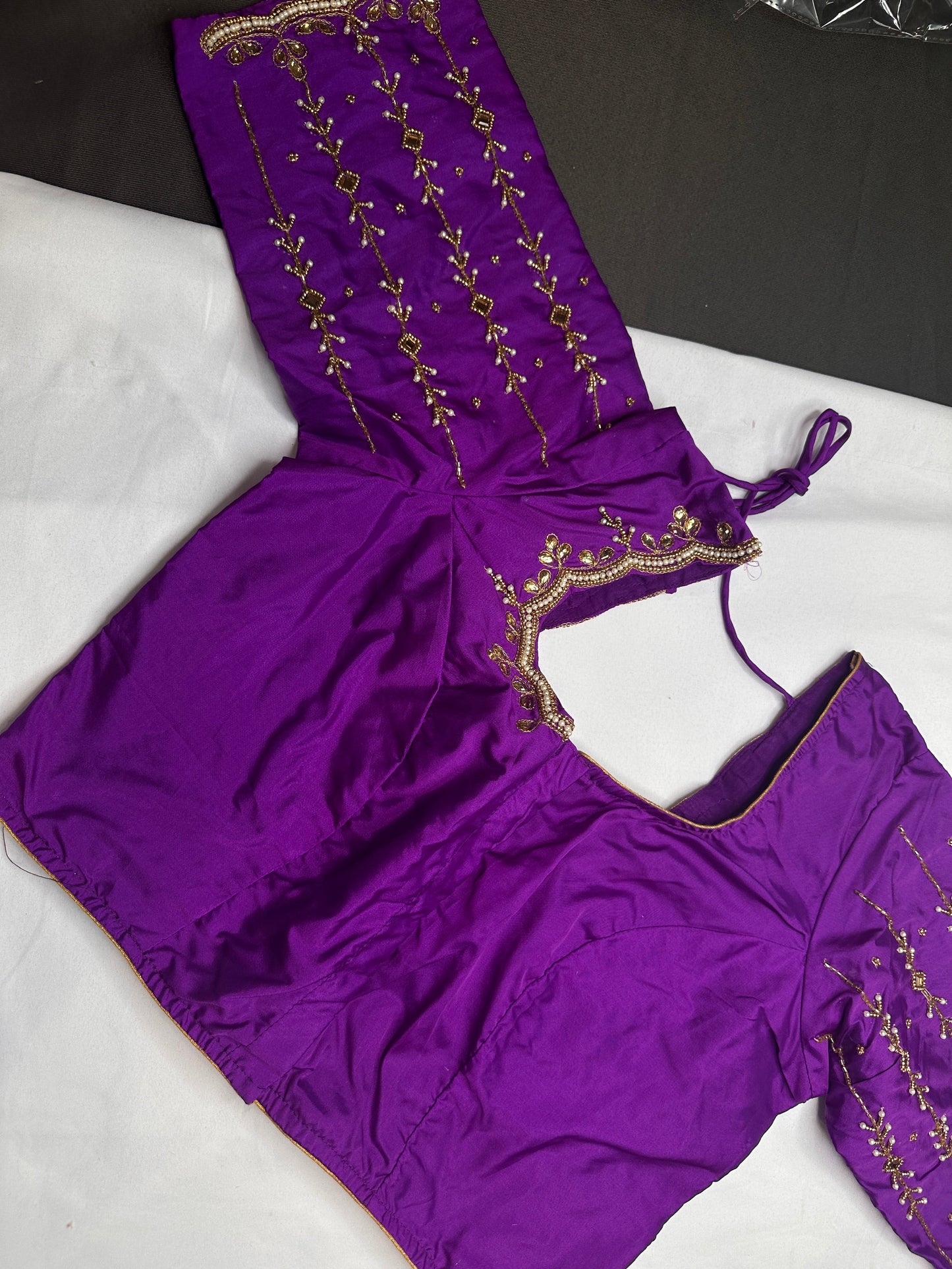 Purple Kardana Pearls Maggam Blouse