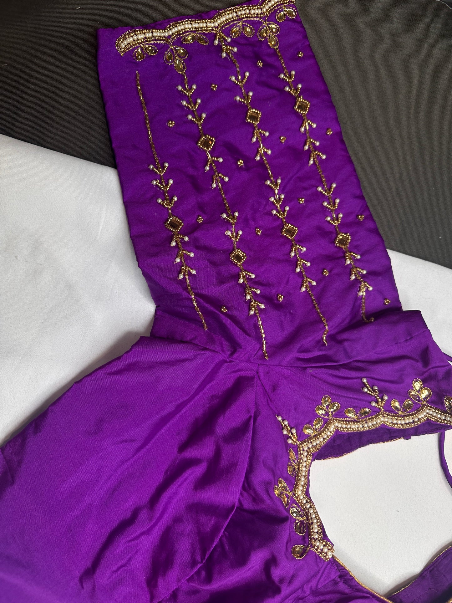 Purple Kardana Pearls Maggam Blouse