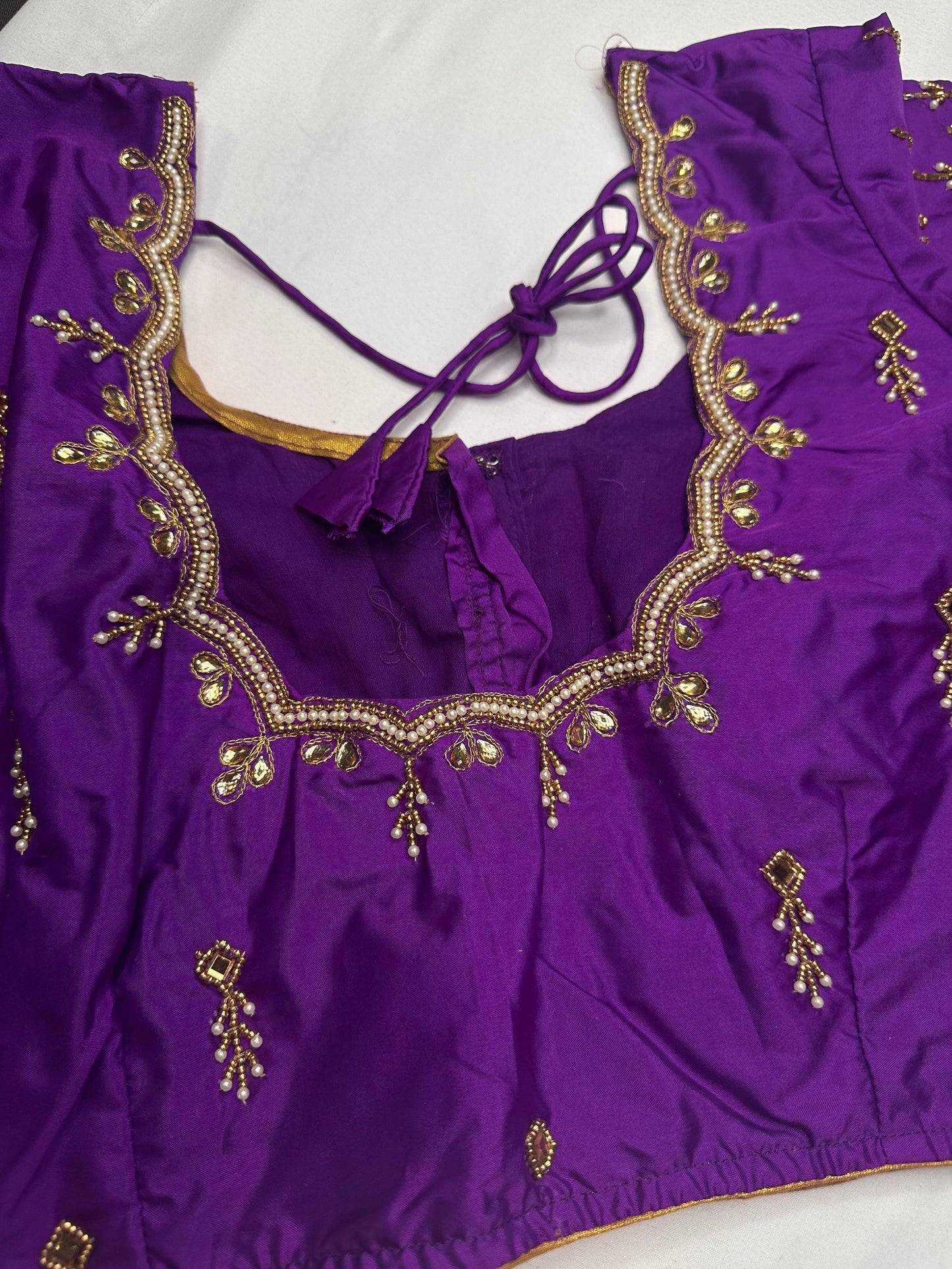 Purple Kardana Pearls Maggam Blouse
