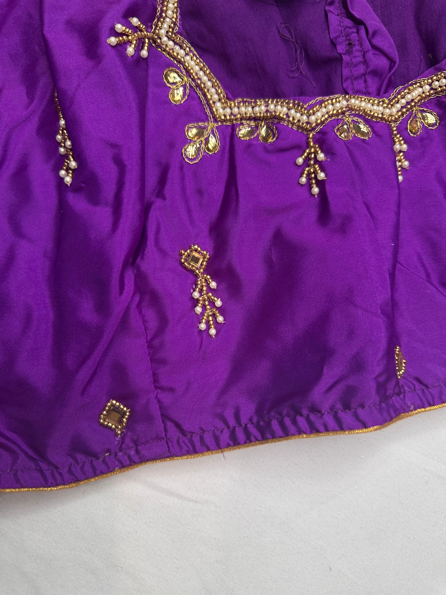 Purple Kardana Pearls Maggam Blouse