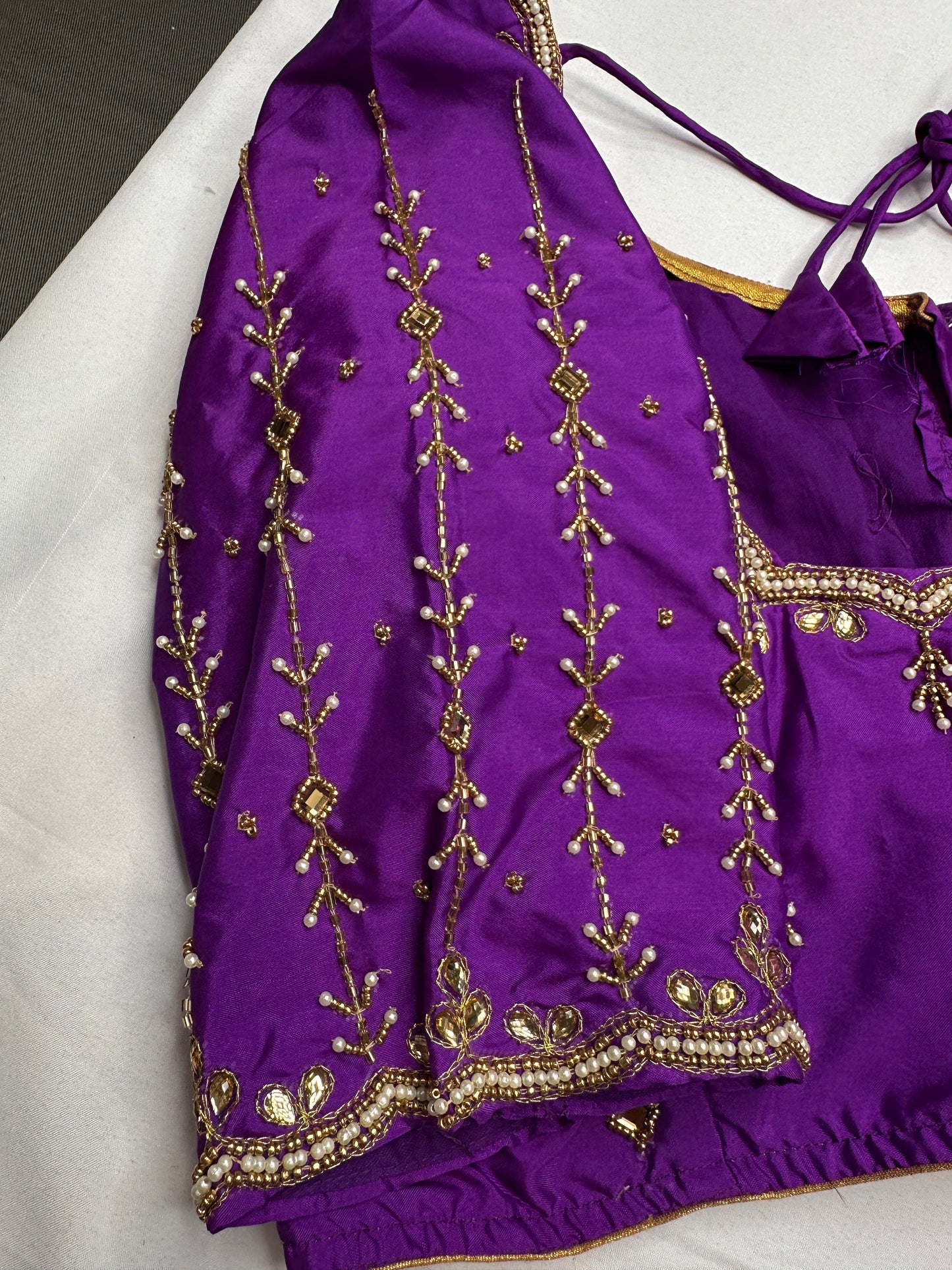 Purple Kardana Pearls Maggam Blouse
