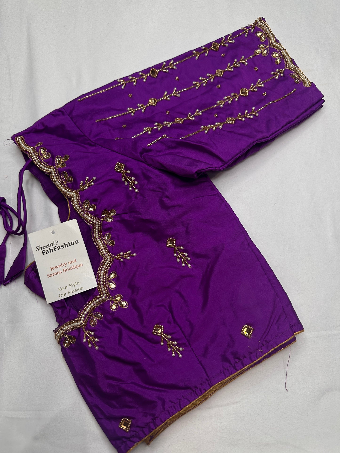 Purple Kardana Pearls Maggam Blouse