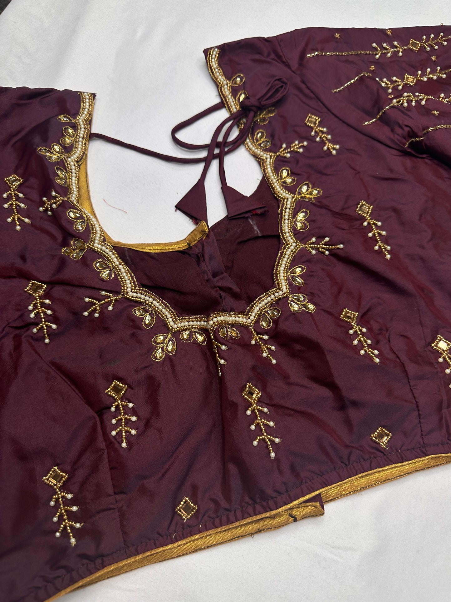 Plum Kardana Pearls Maggam Blouse