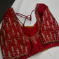 Red Leaf Kardana Pearls Maggam Blouse