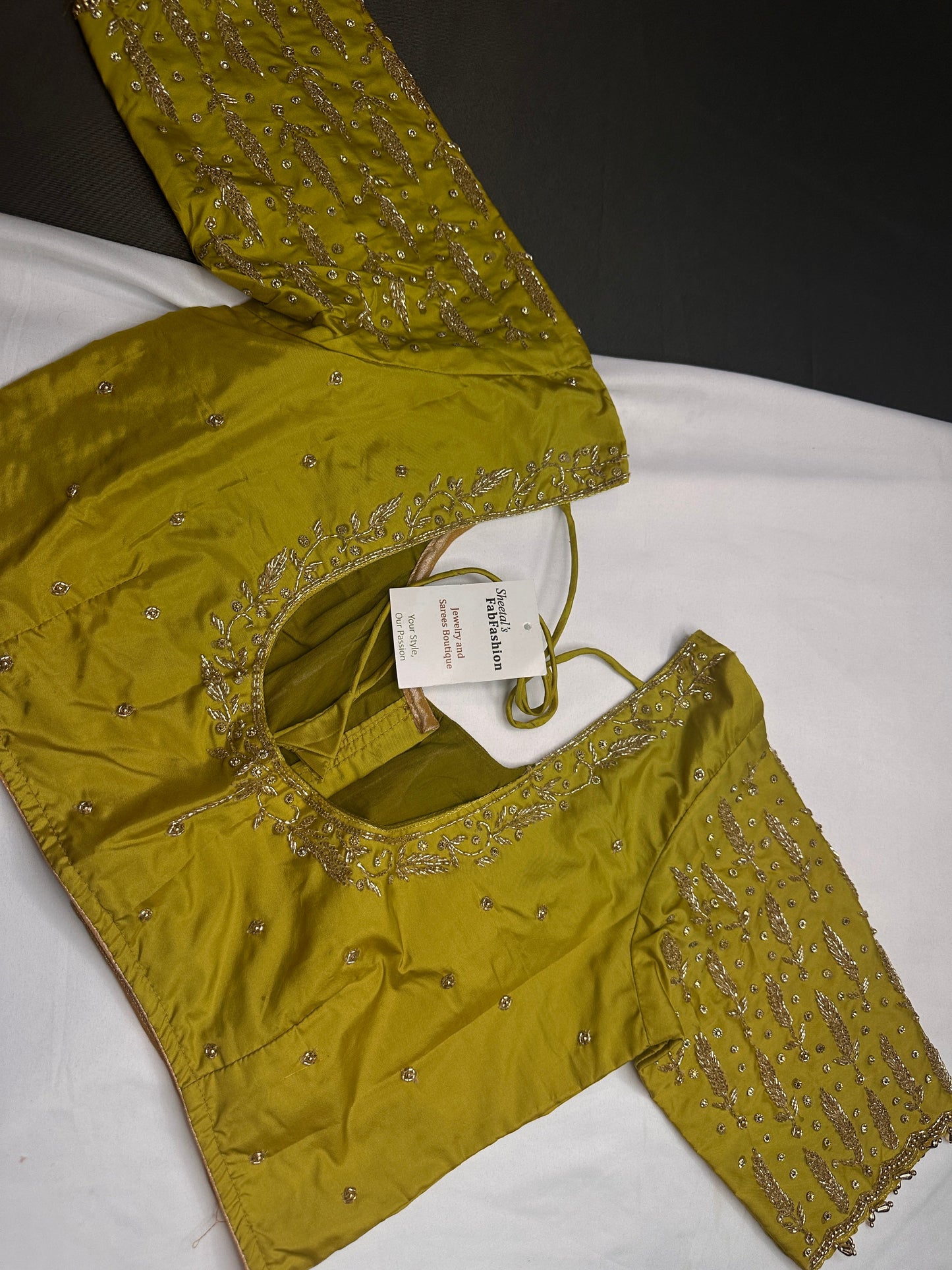 Green Leaf Kardana Pearls Maggam Blouse