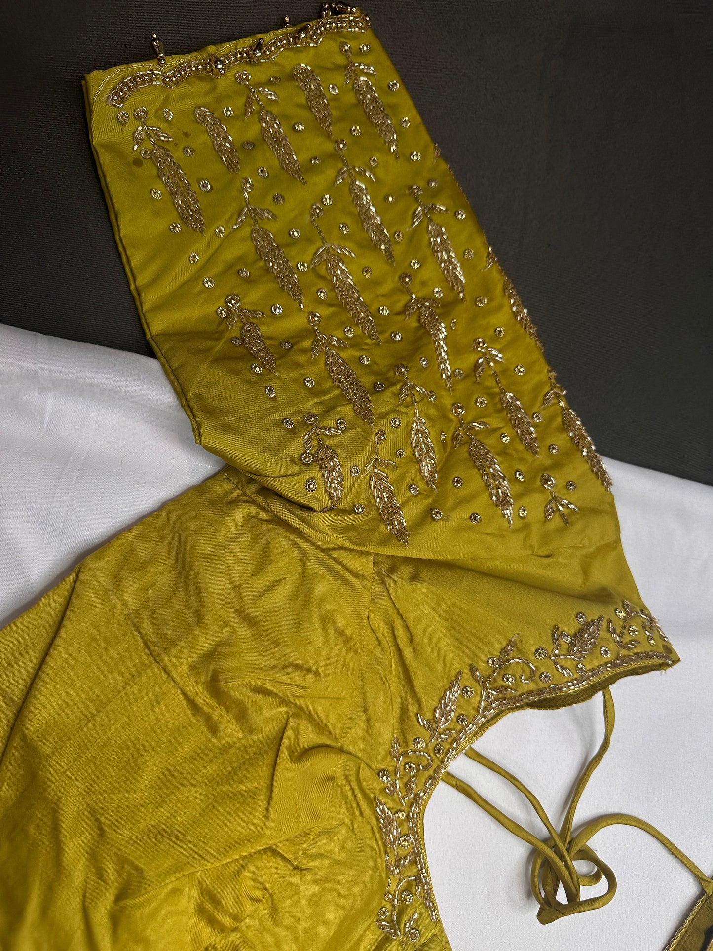 Green Leaf Kardana Pearls Maggam Blouse