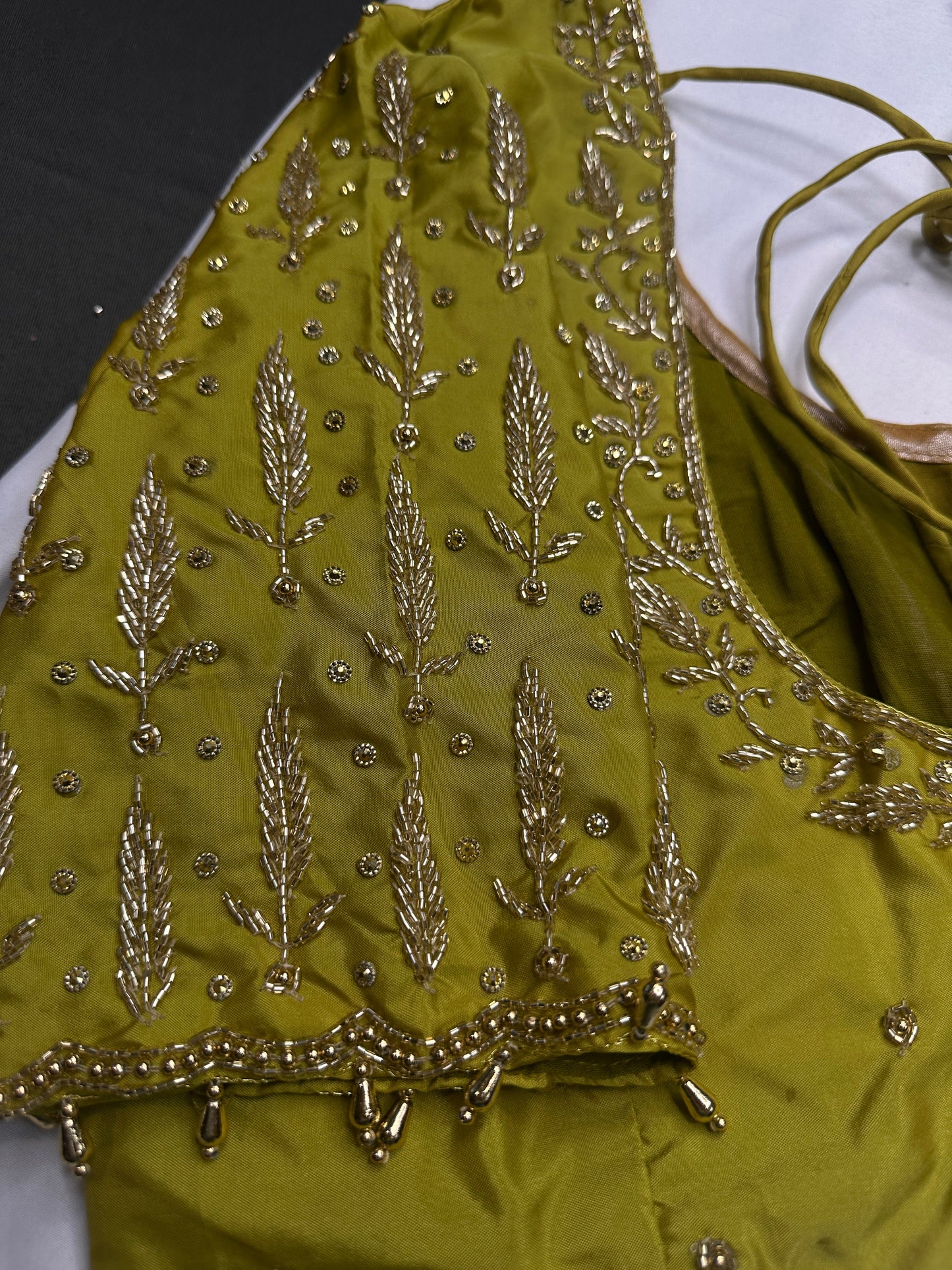 Green Leaf Kardana Pearls Maggam Blouse