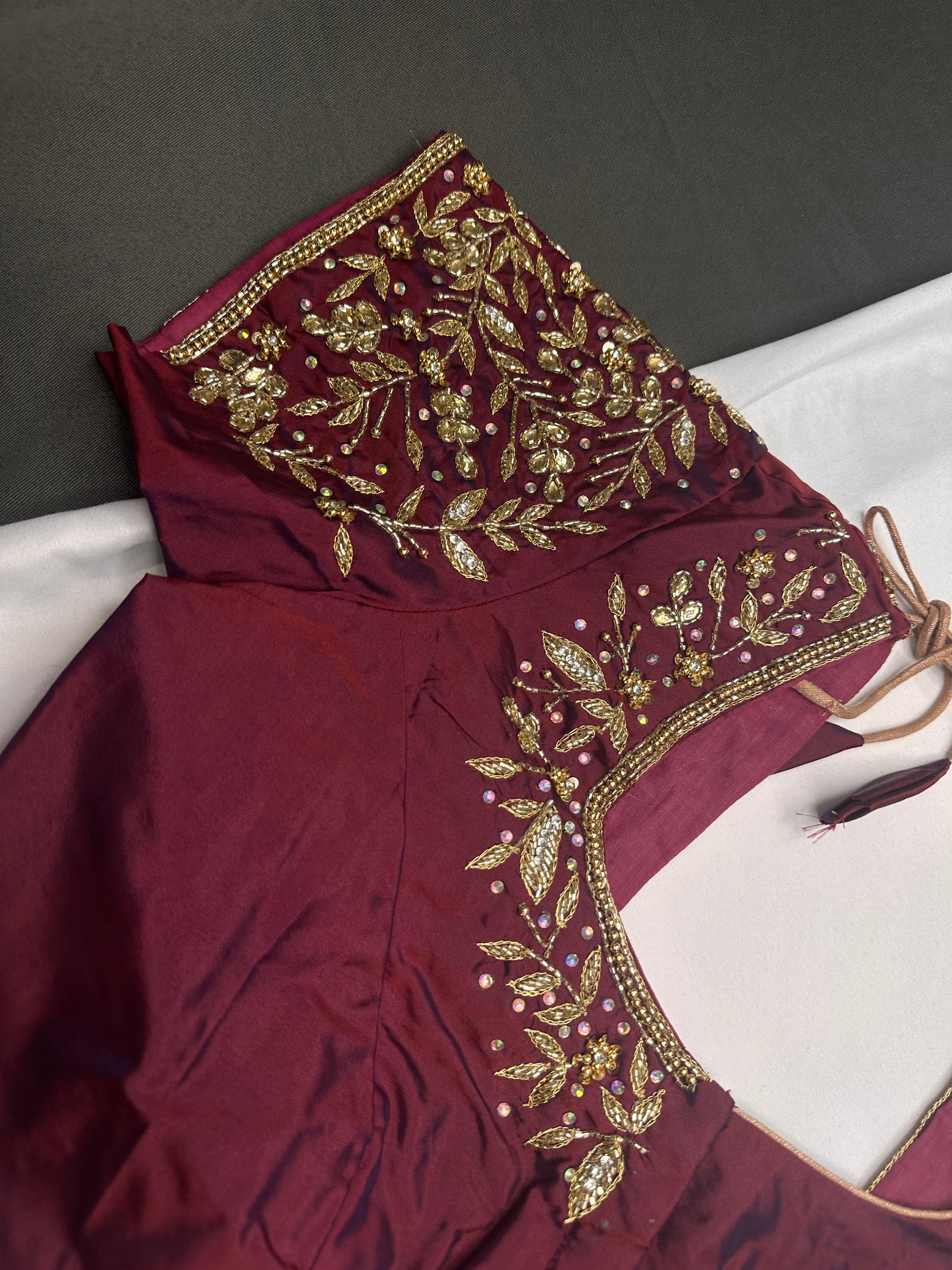 Kardana Maggam Maroon Red Blouse