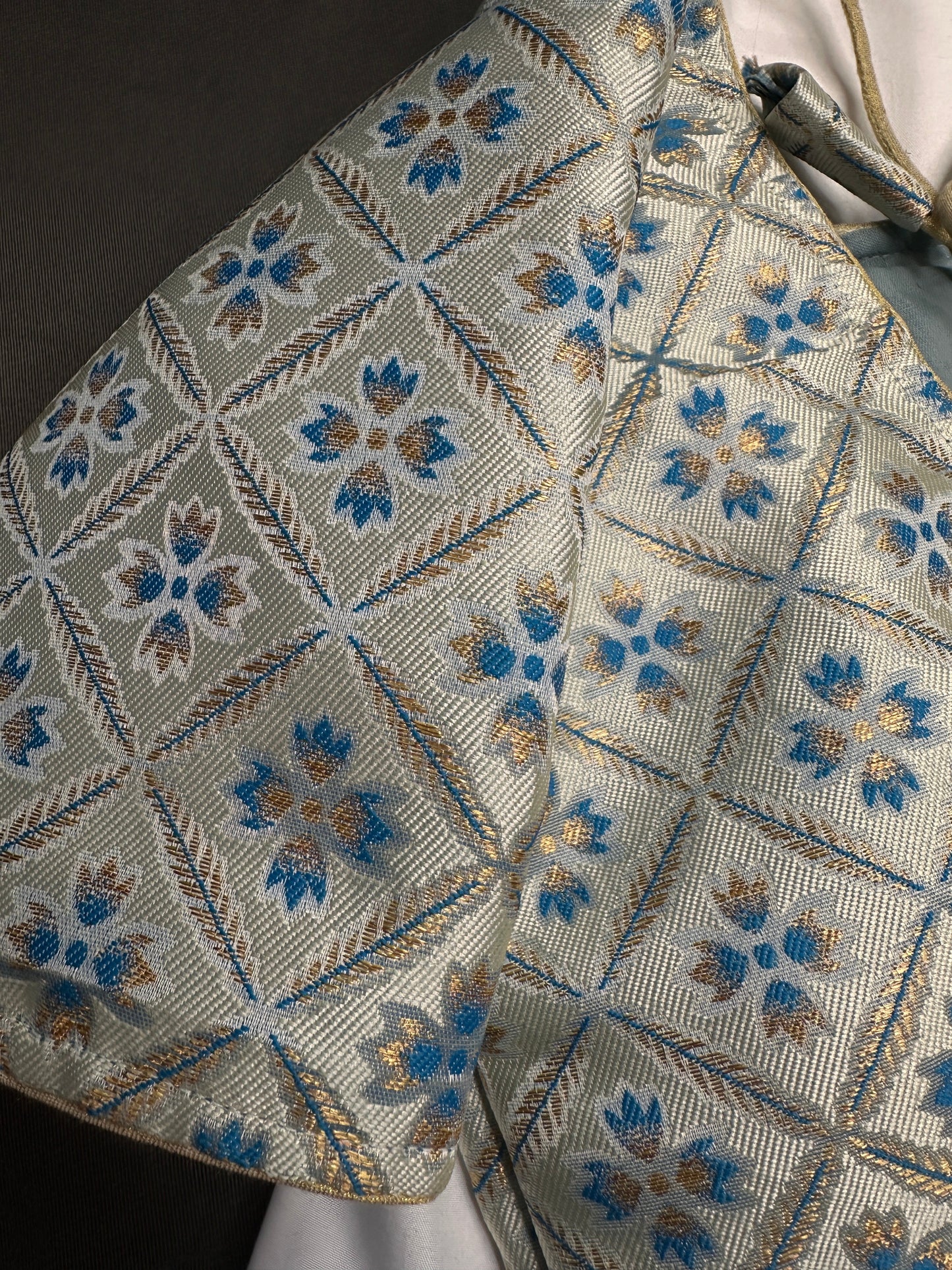 Blue Beige Silk Kalamkari Blouse