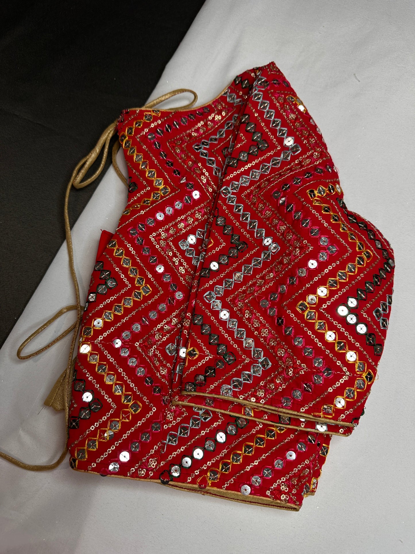 Red Foil Work Blouse