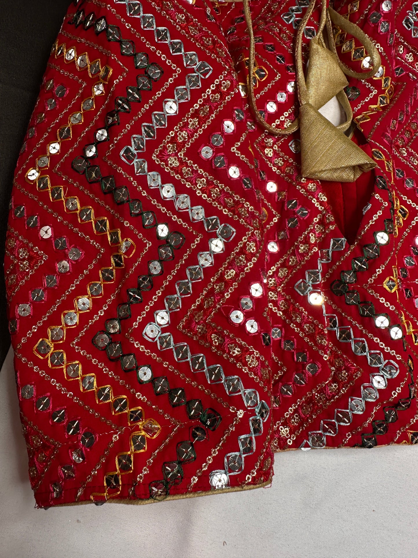 Red Foil Work Blouse