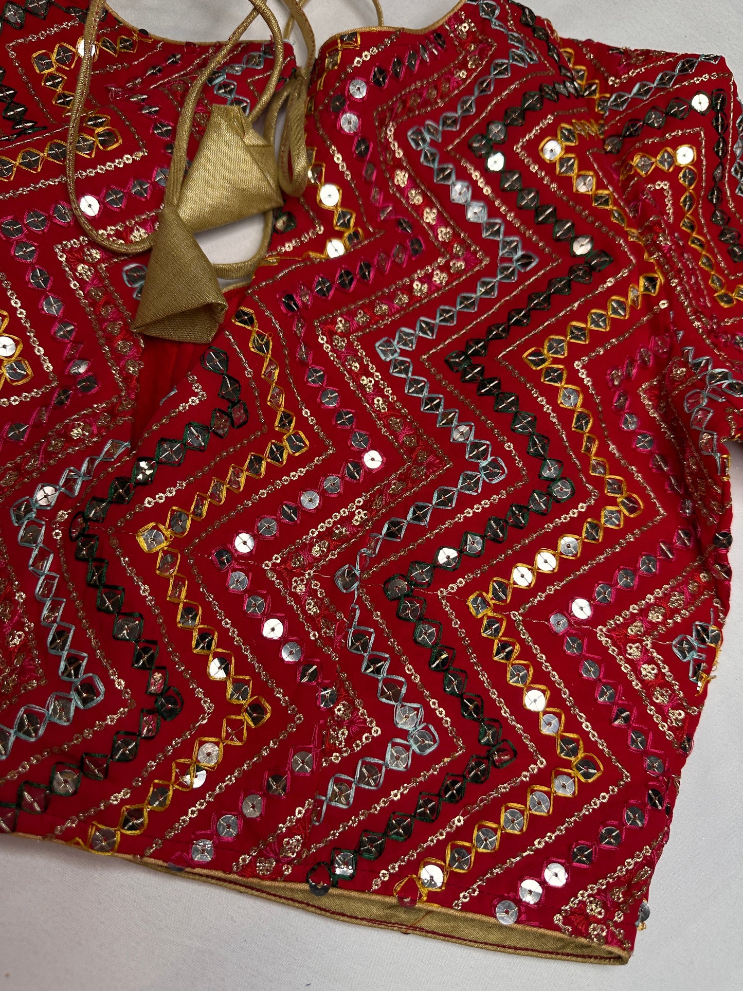 Red Foil Work Blouse
