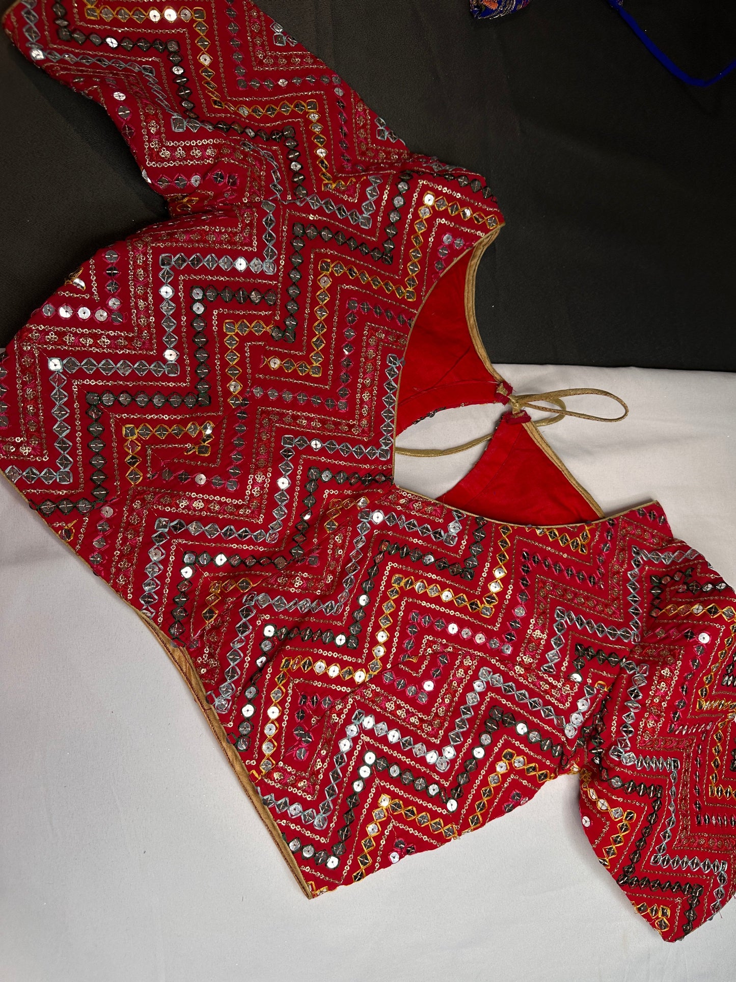 Red Foil Work Blouse