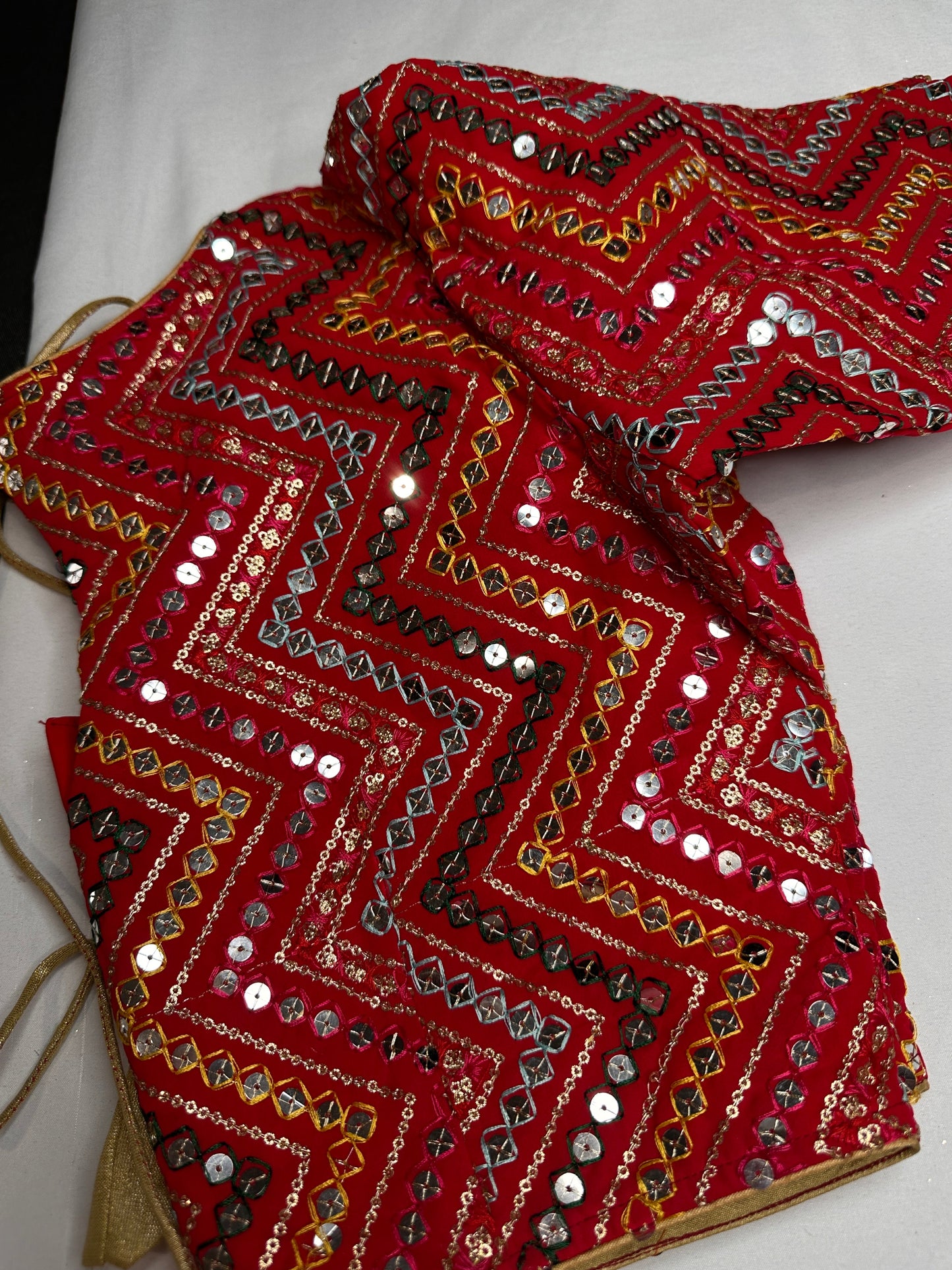 Red Foil Work Blouse