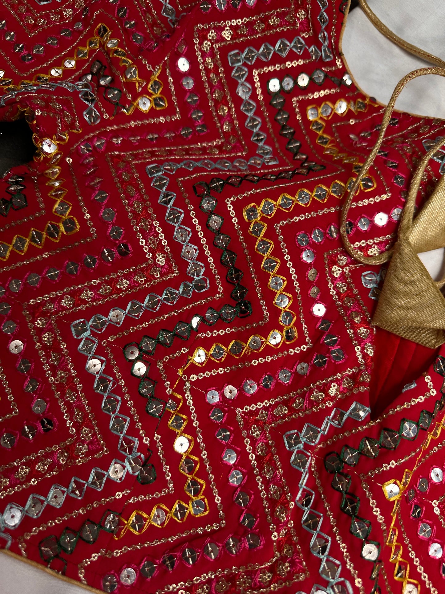 Red Foil Work Blouse