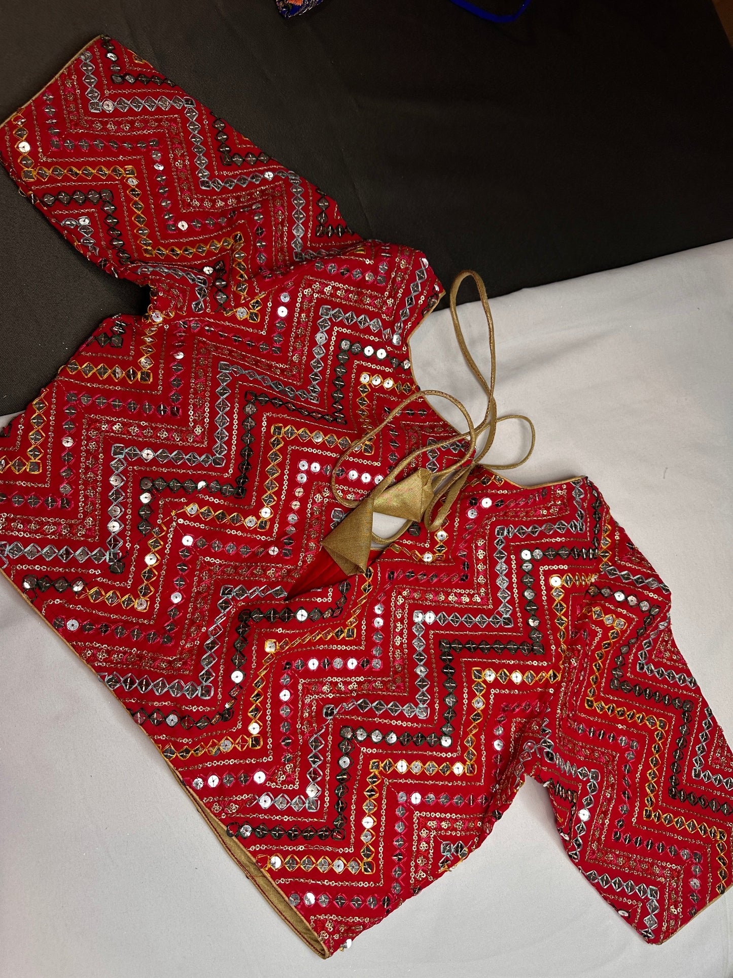 Red Foil Work Blouse