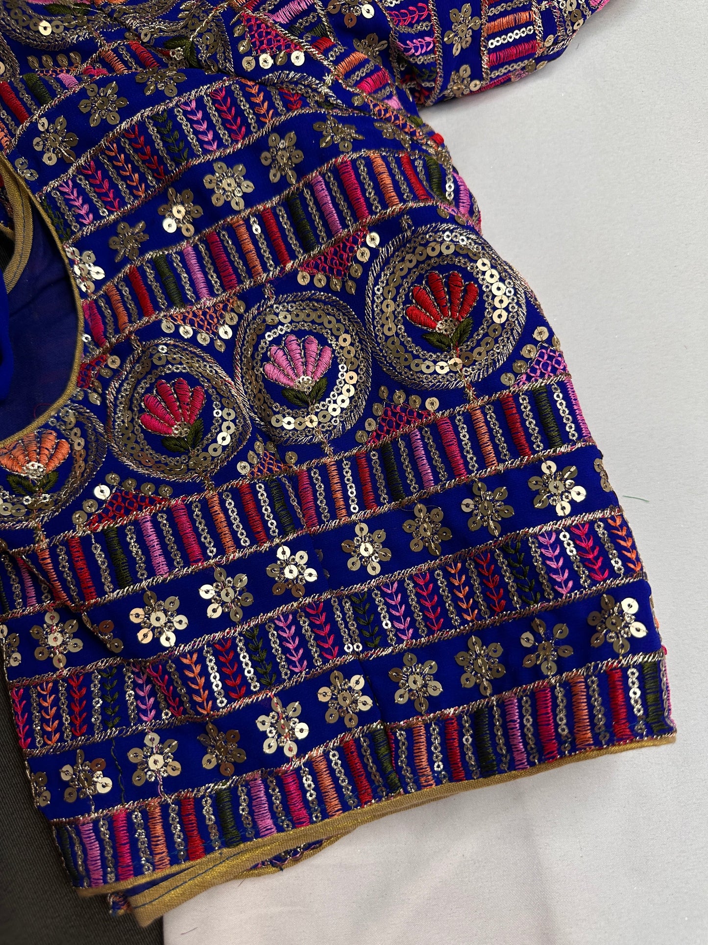 Blue Sequence Thread Work Blouse