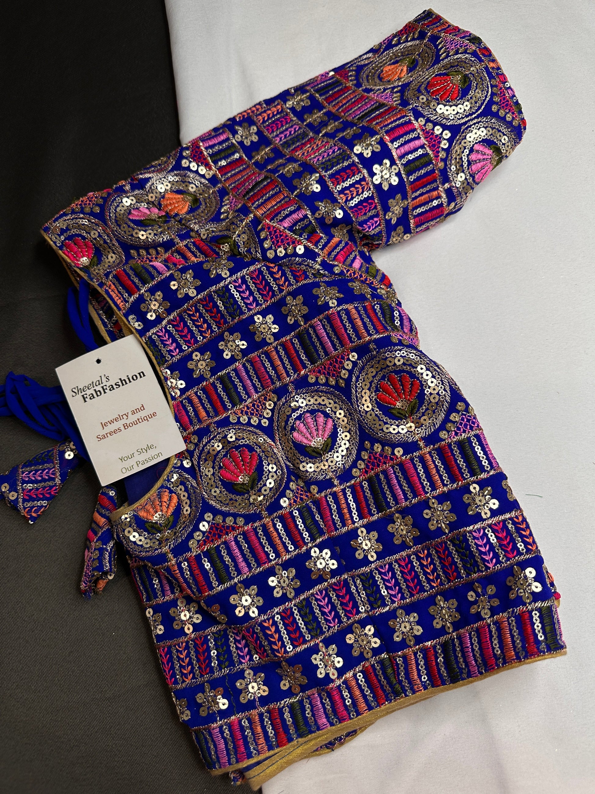 Blue Sequence Thread Work Blouse