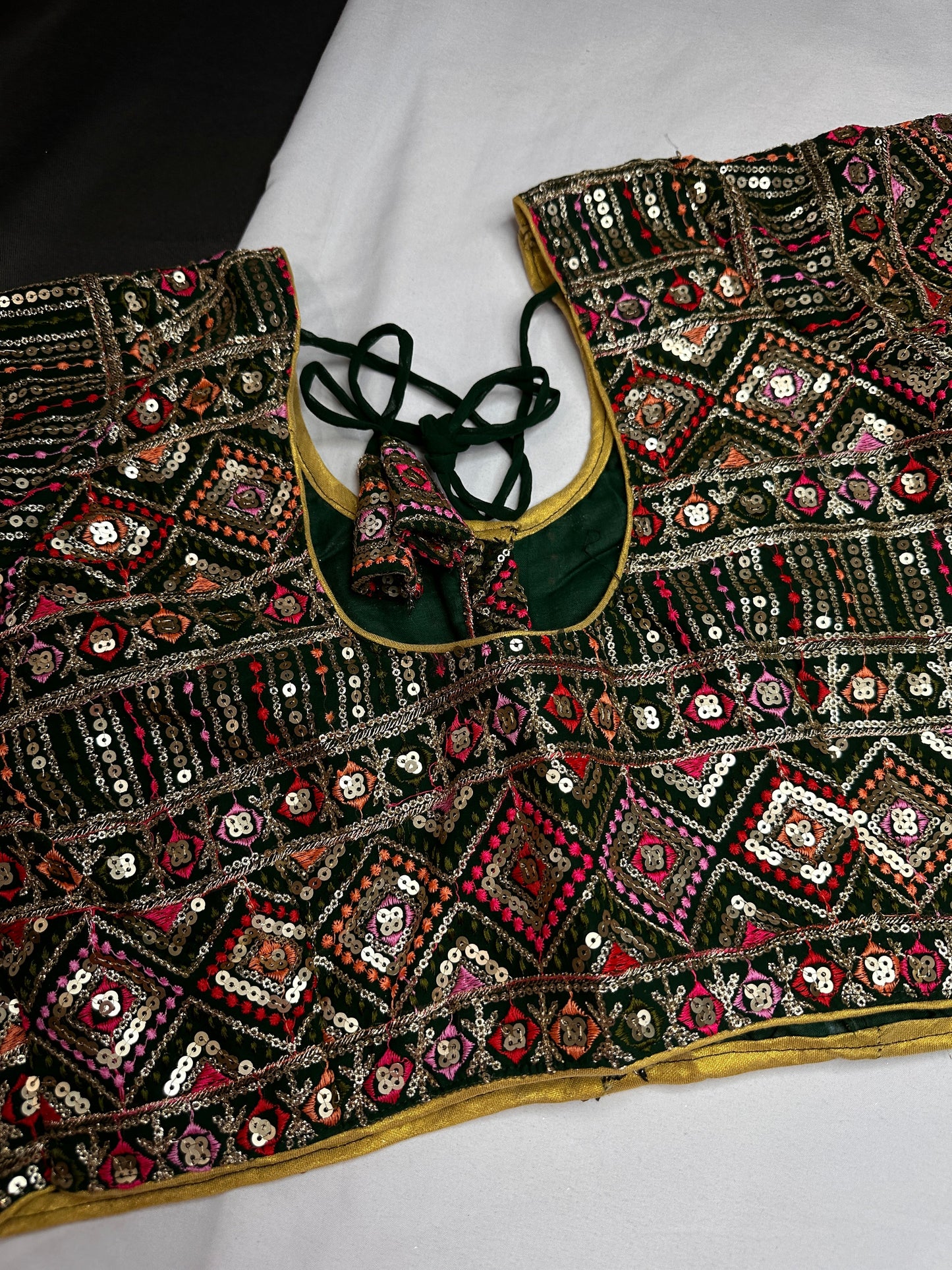 Green Sequence Thread Work Blouse
