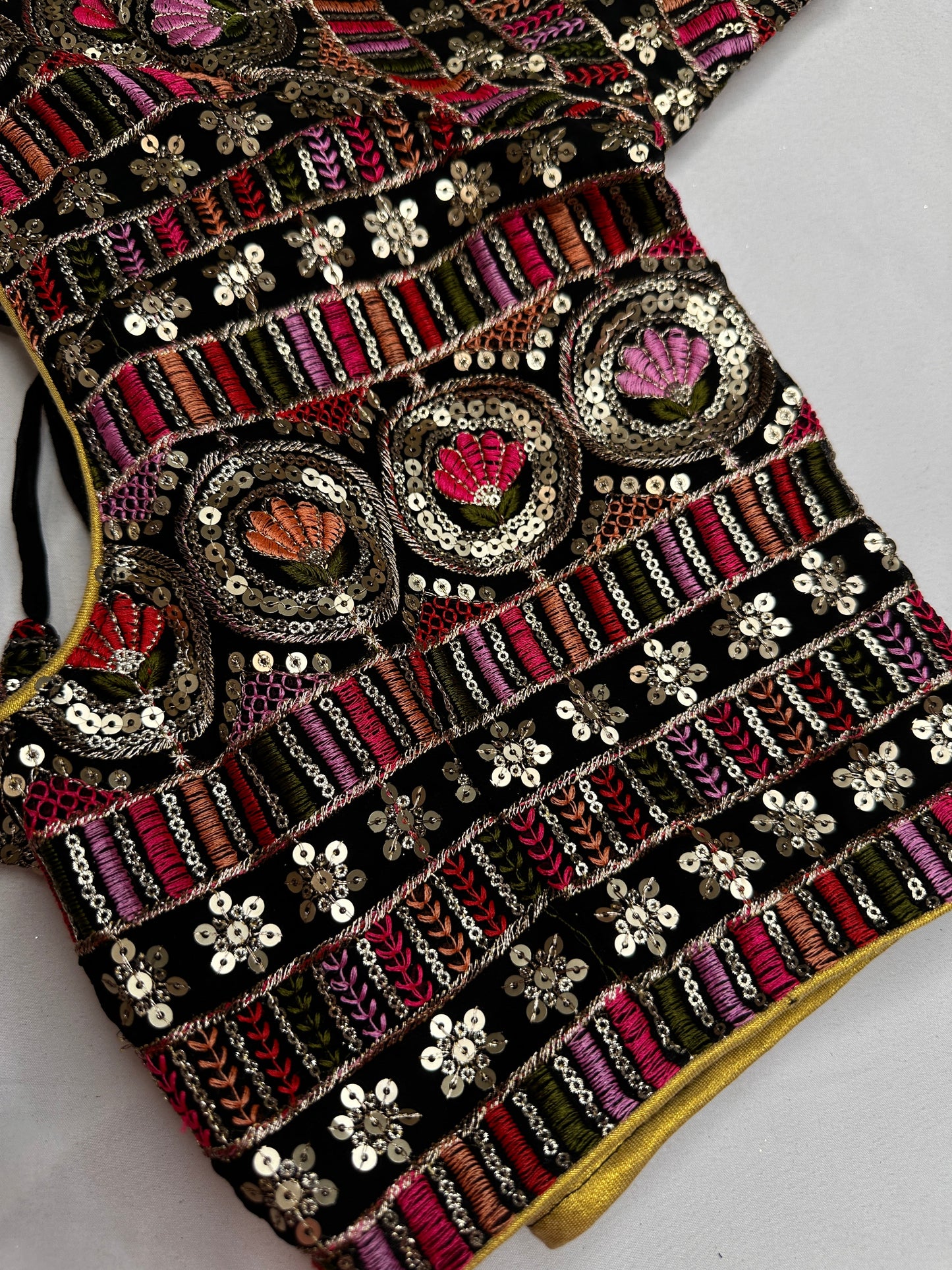 Black Sequence Thread Work Blouse