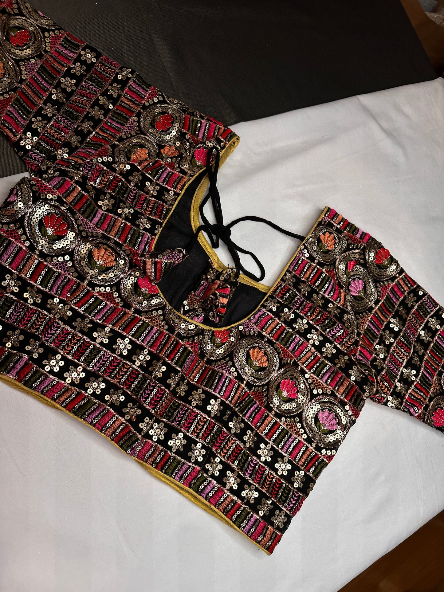 Black Sequence Thread Work Blouse