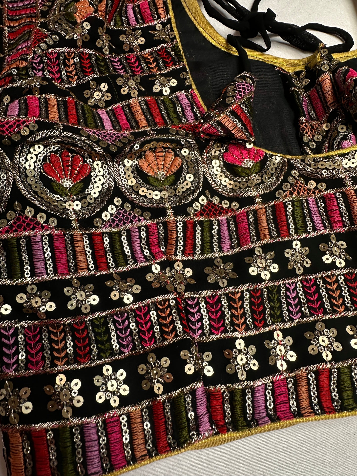 Black Sequence Thread Work Blouse