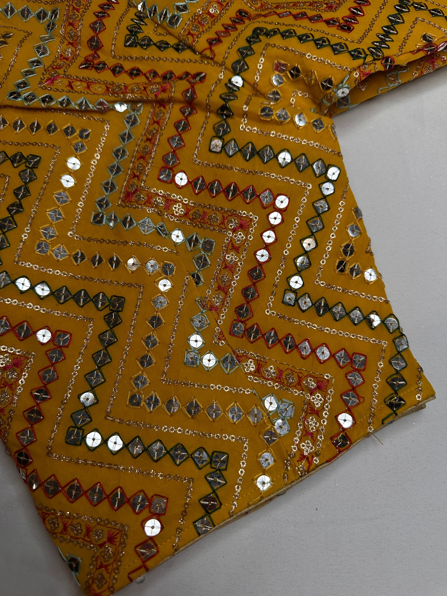 Yellow Foil Work Blouse