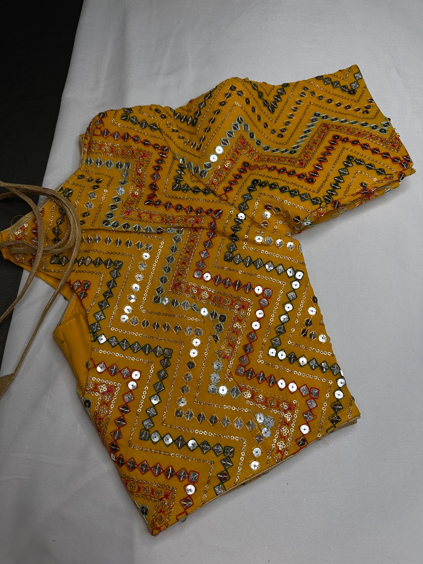 Yellow Foil Work Blouse