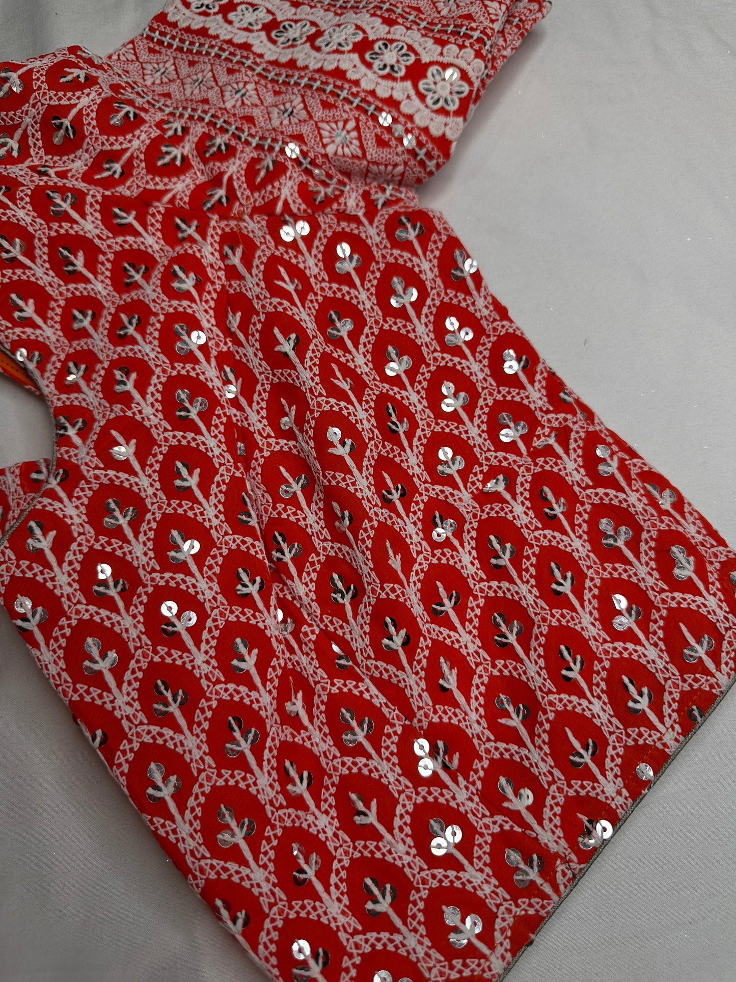 Orange Lucknowi Work Blouse