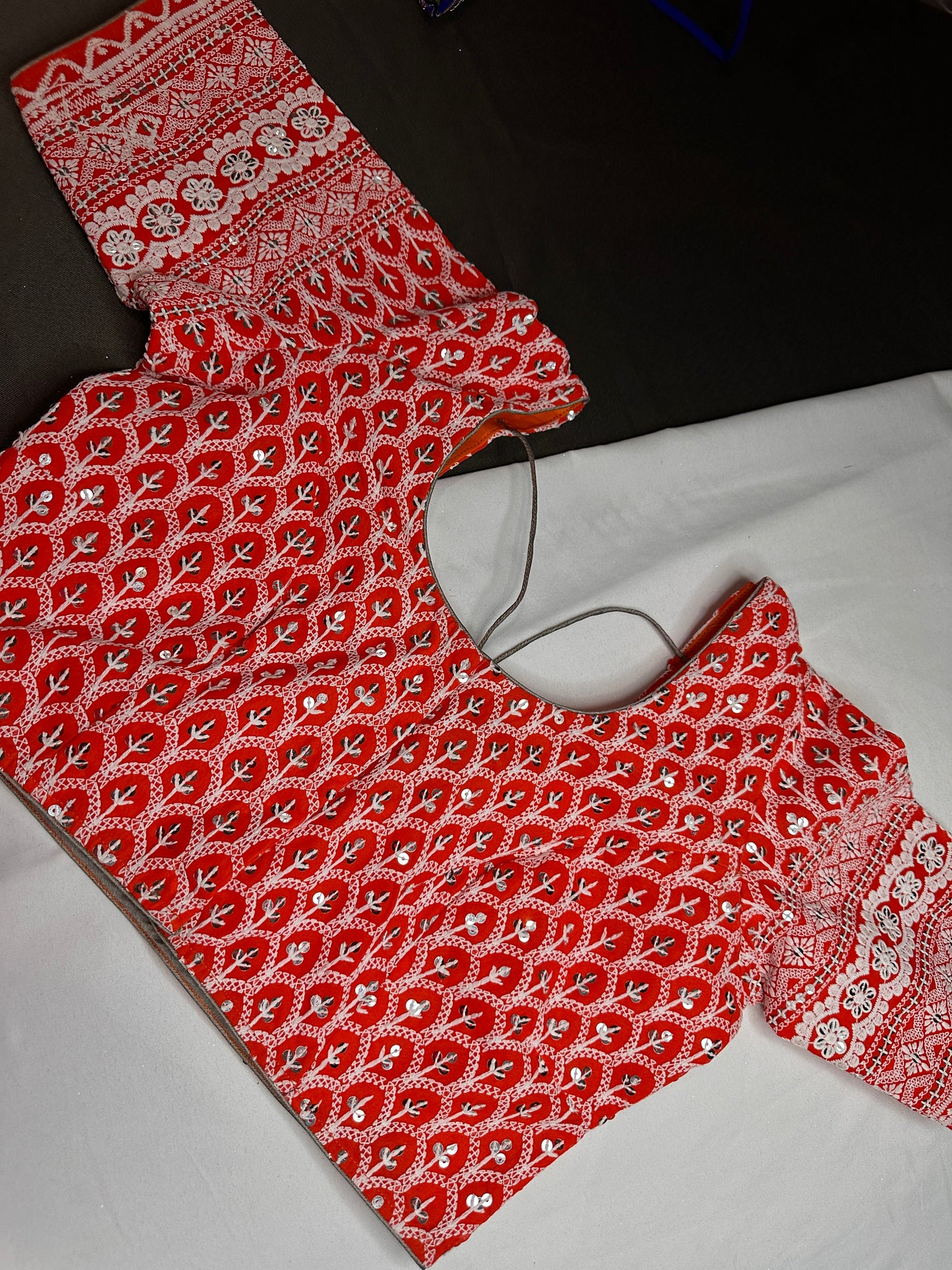 Orange Lucknowi Work Blouse