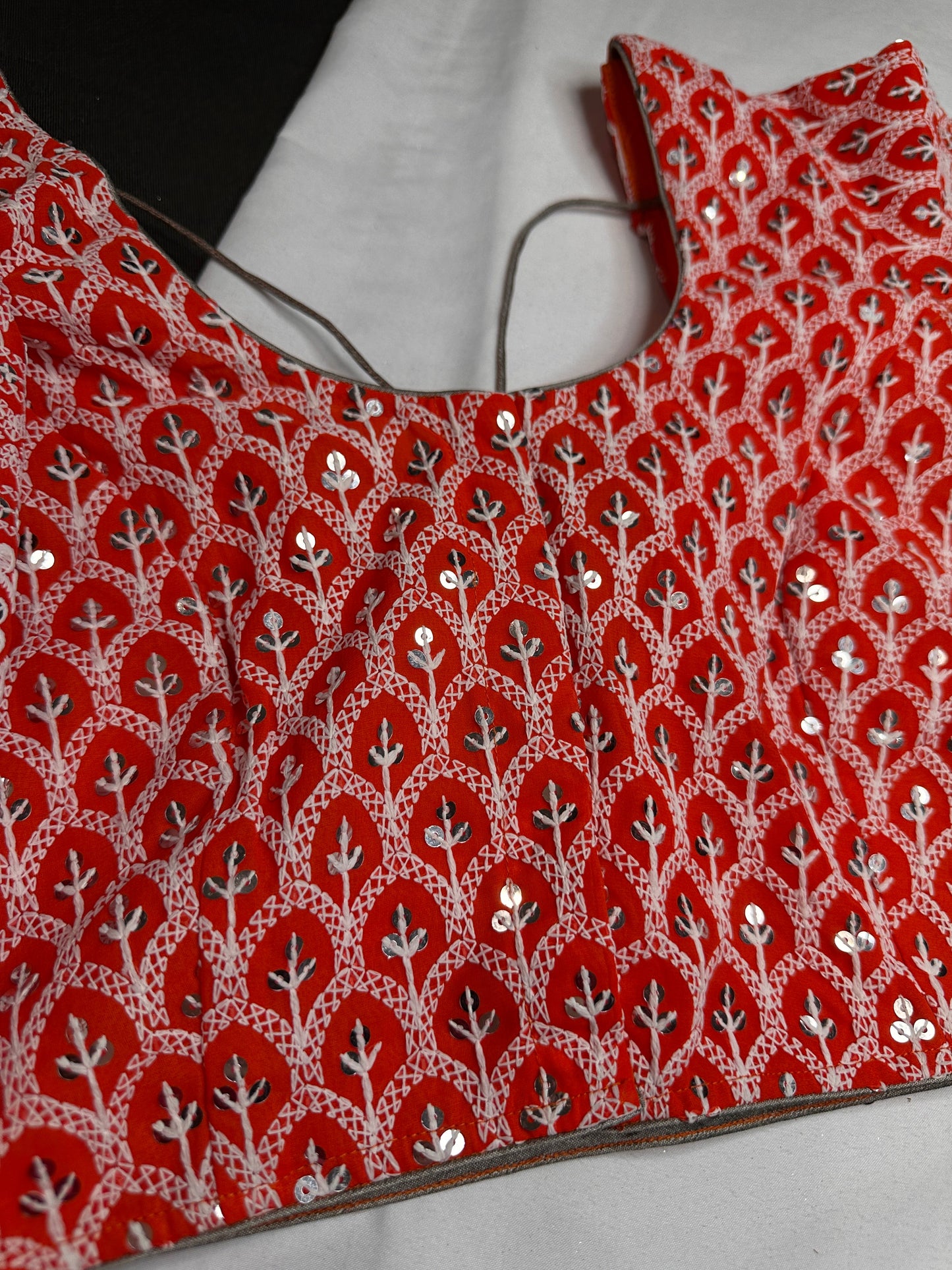 Orange Lucknowi Work Blouse