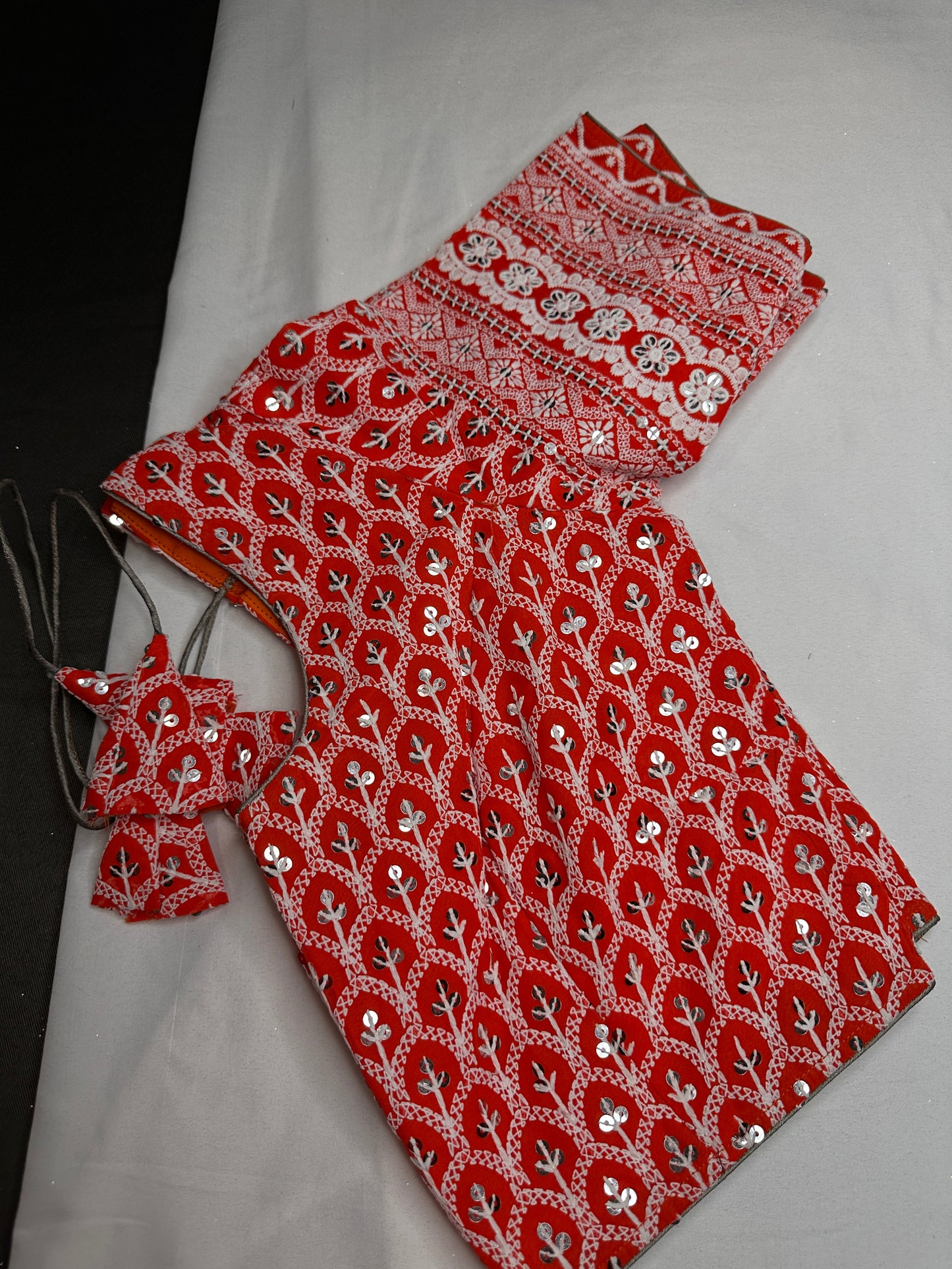 Orange Lucknowi Work Blouse
