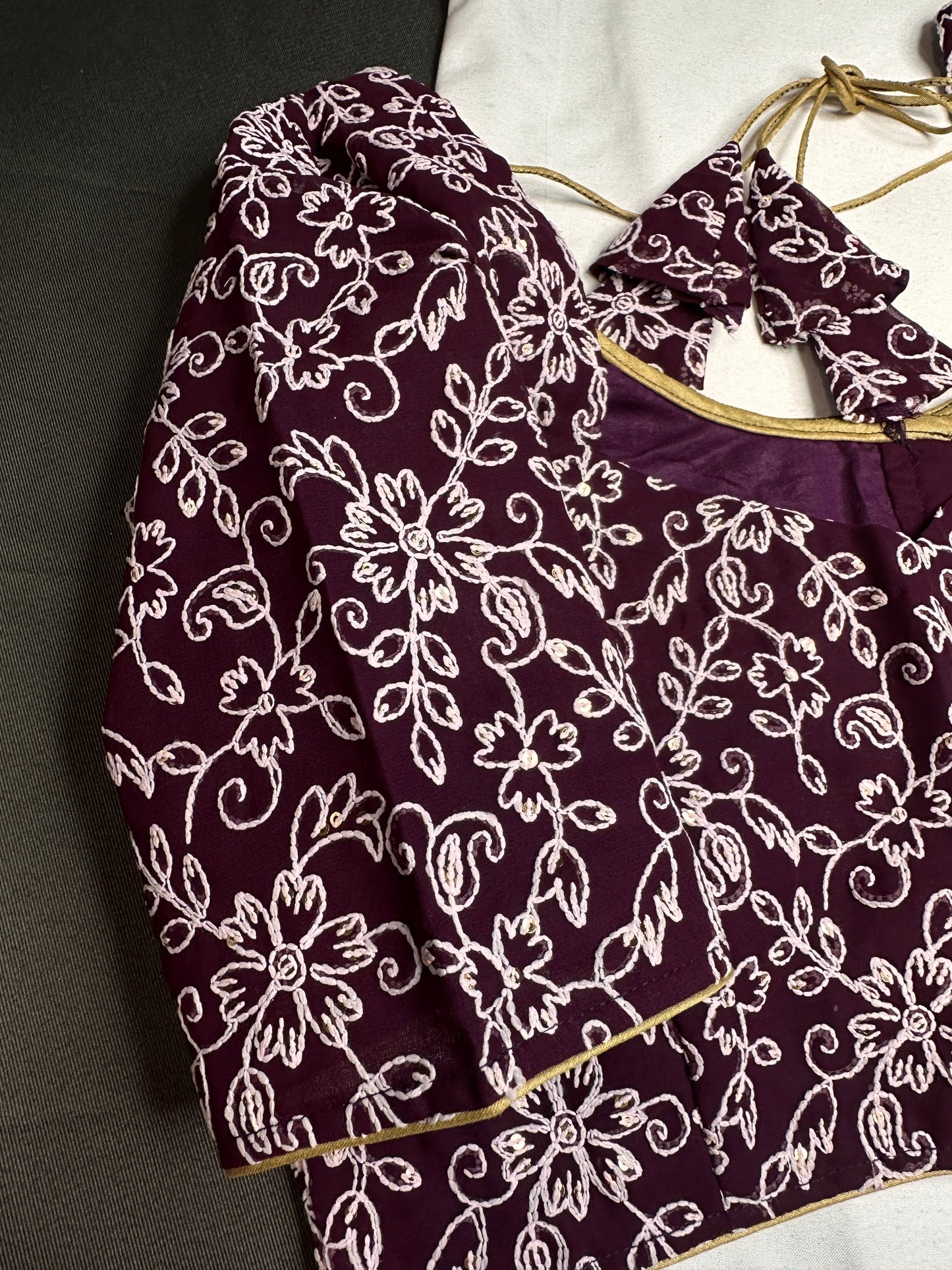 Plum Purple Lucknowi Work Blouse