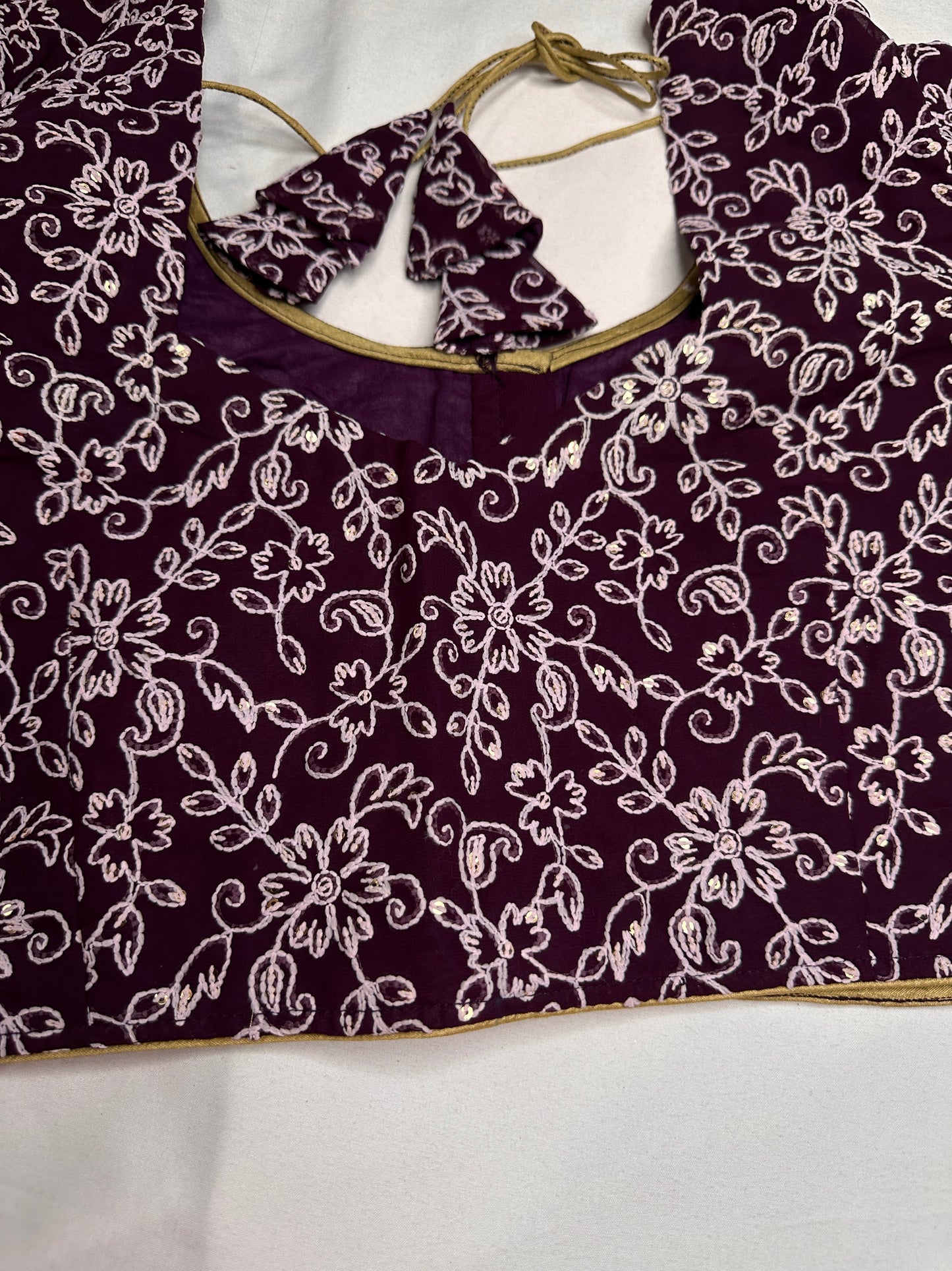 Plum Purple Lucknowi Work Blouse