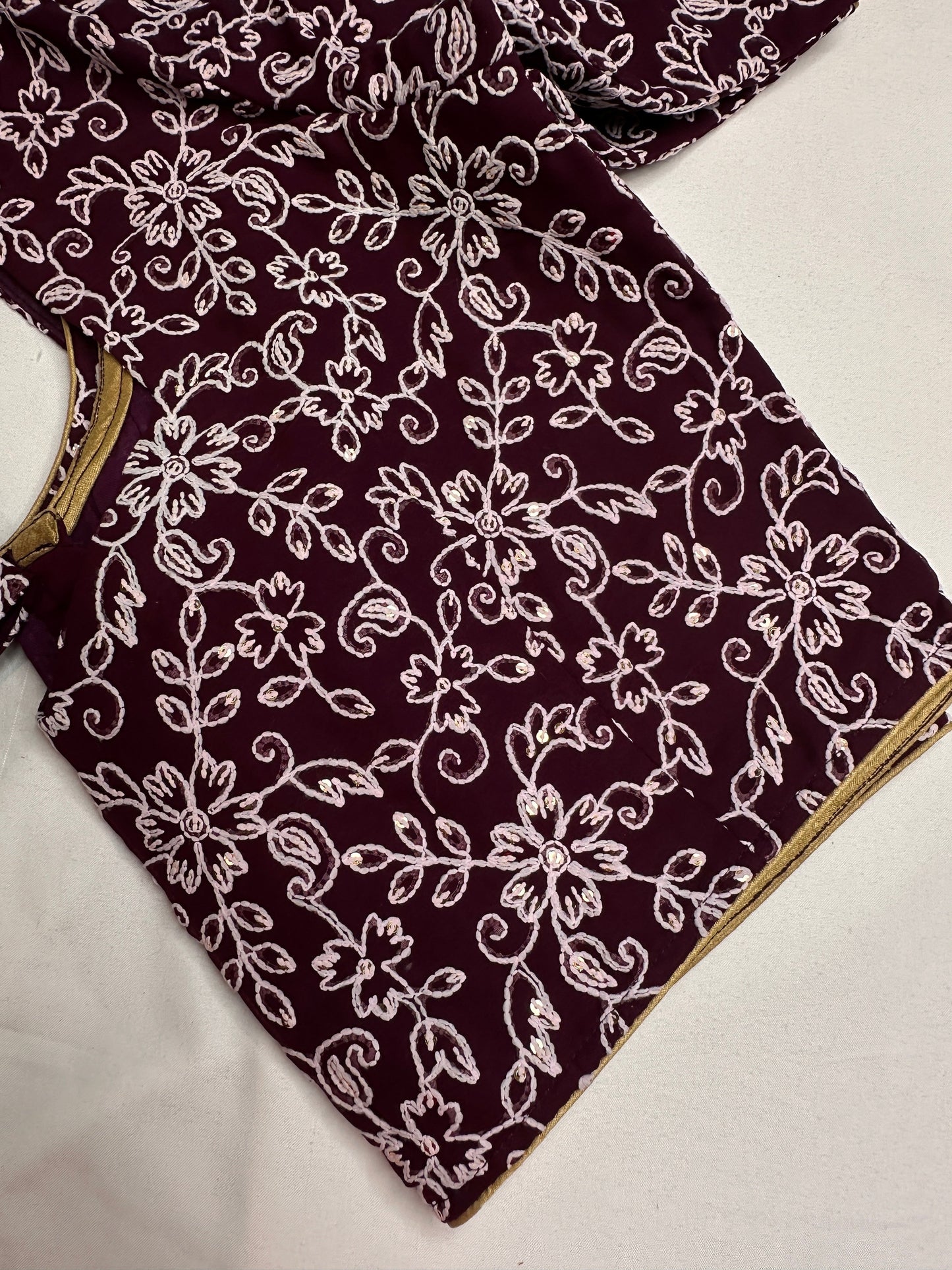 Plum Purple Lucknowi Work Blouse