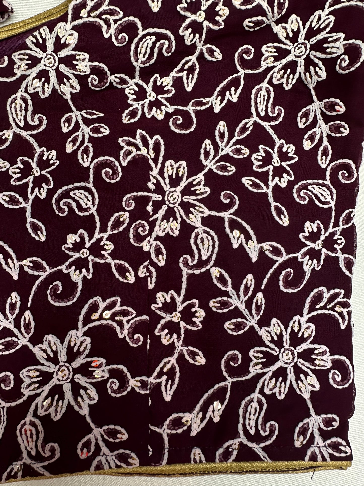 Plum Purple Lucknowi Work Blouse