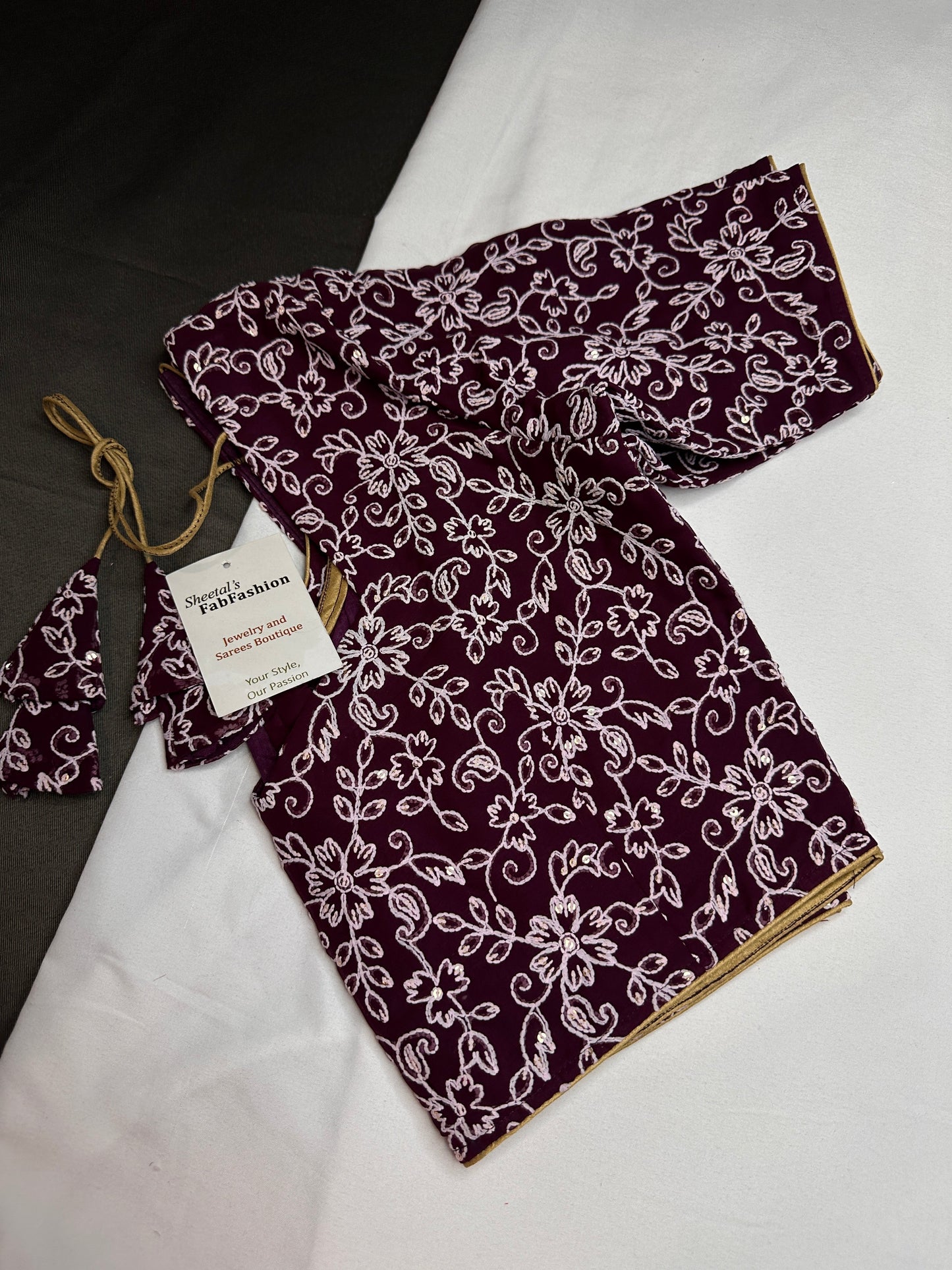 Plum Purple Lucknowi Work Blouse