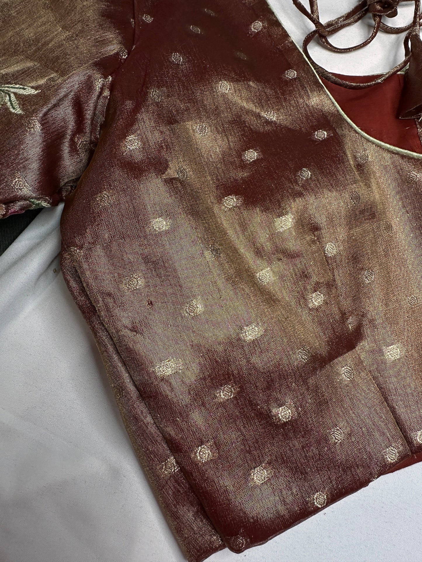 Copper Tissue Embroidery Work Blouse