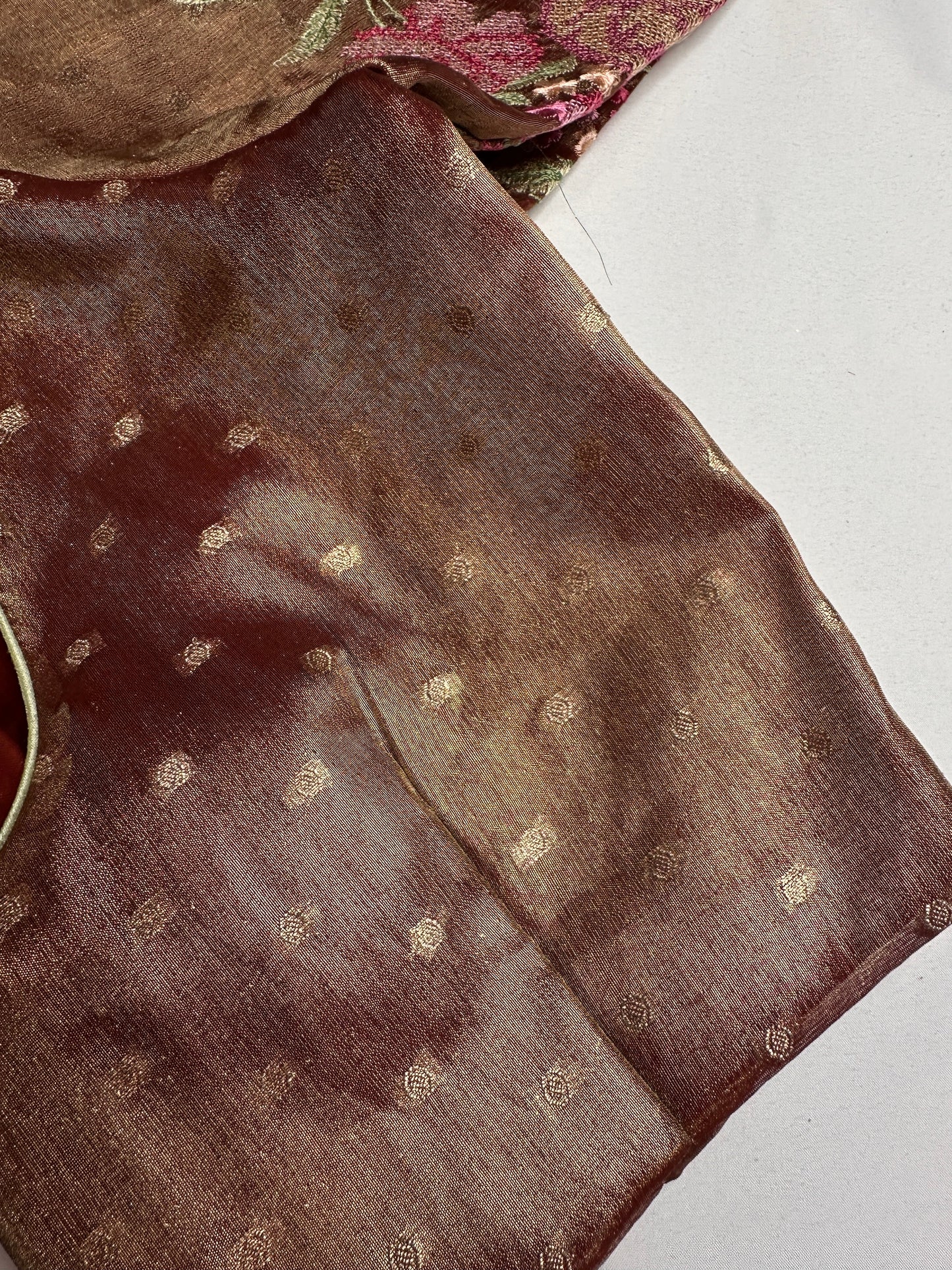 Copper Tissue Embroidery Work Blouse