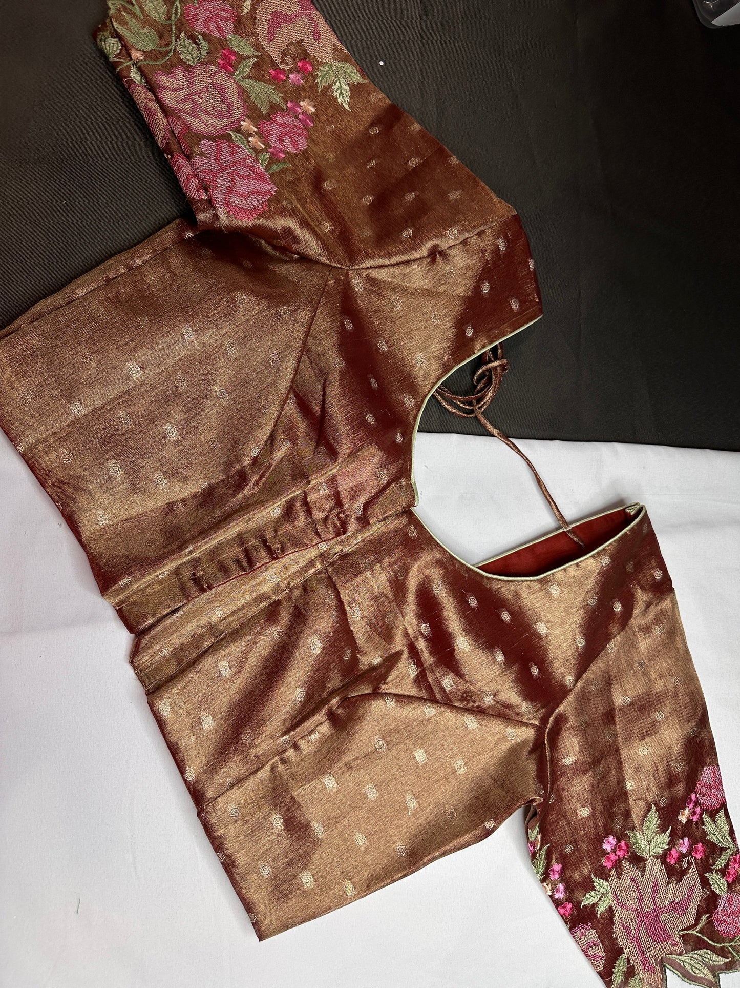 Copper Tissue Embroidery Work Blouse
