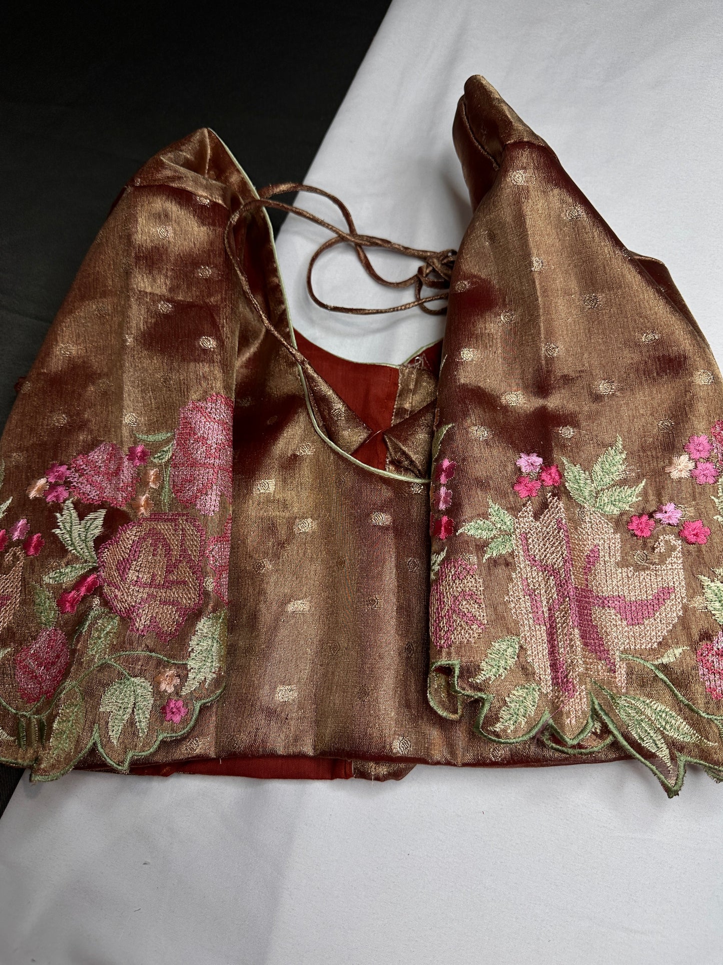 Copper Tissue Embroidery Work Blouse