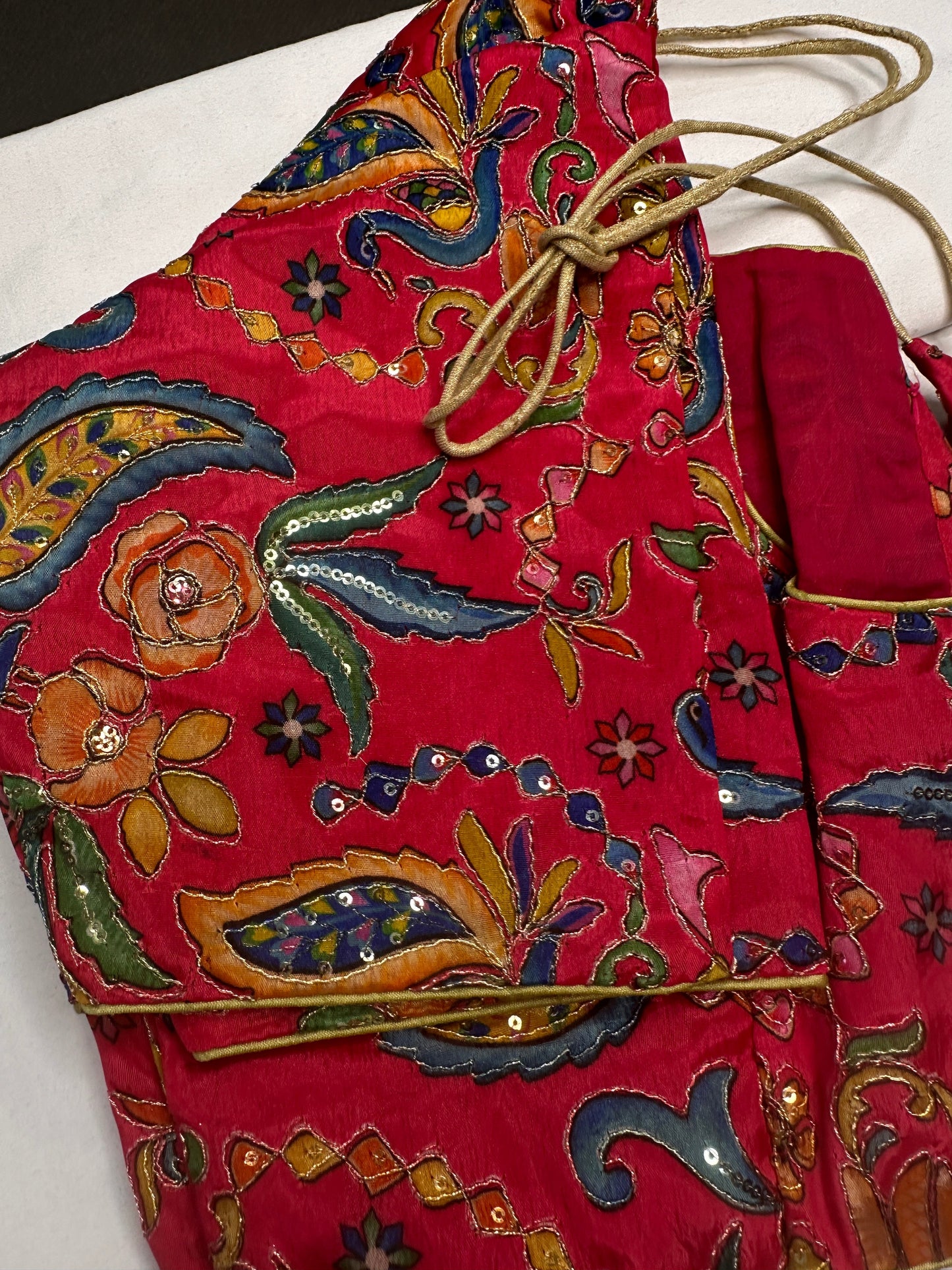 Pink Tissue  Kalamkari Sequence Blouse