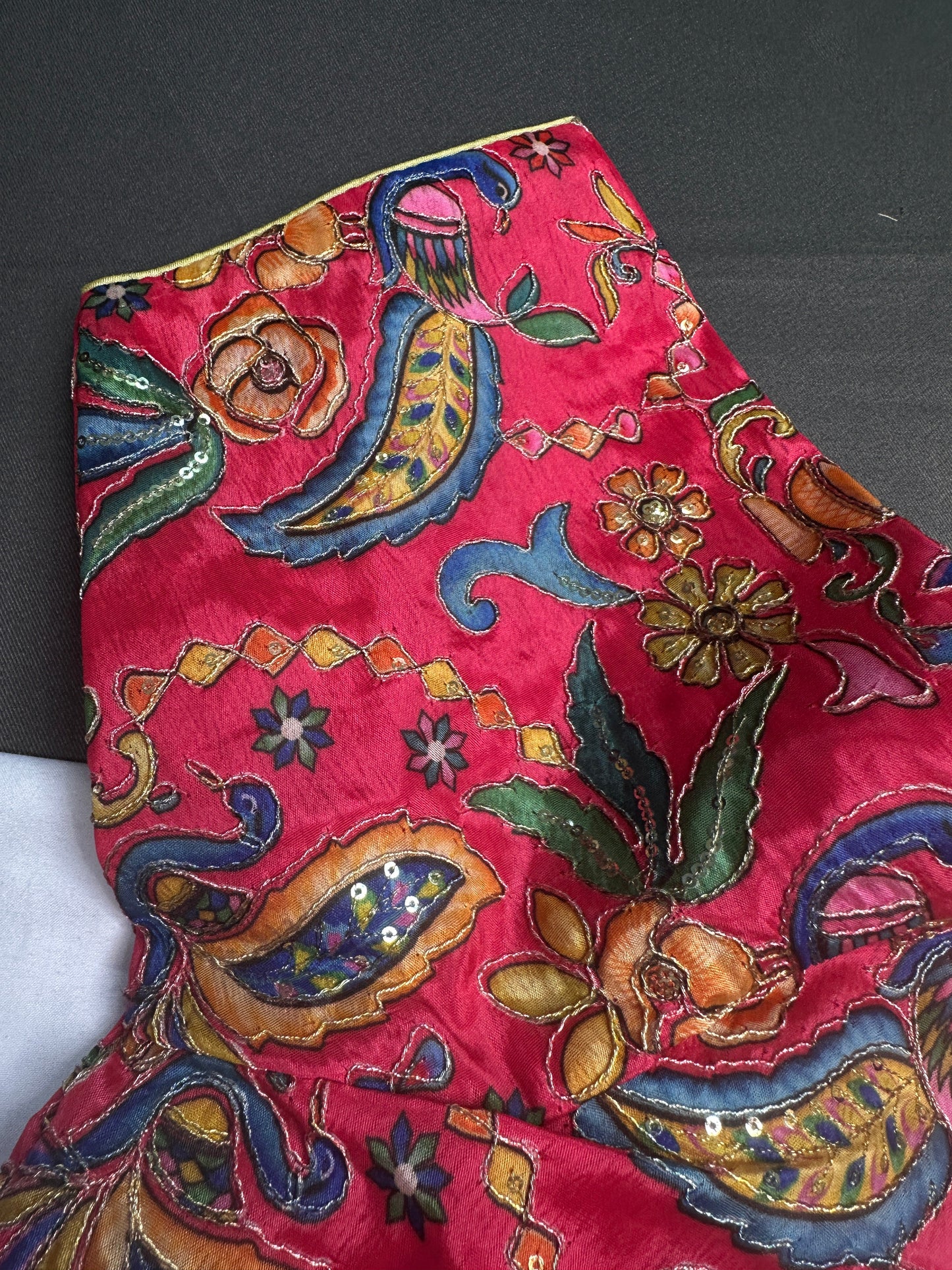 Pink Tissue  Kalamkari Sequence Blouse