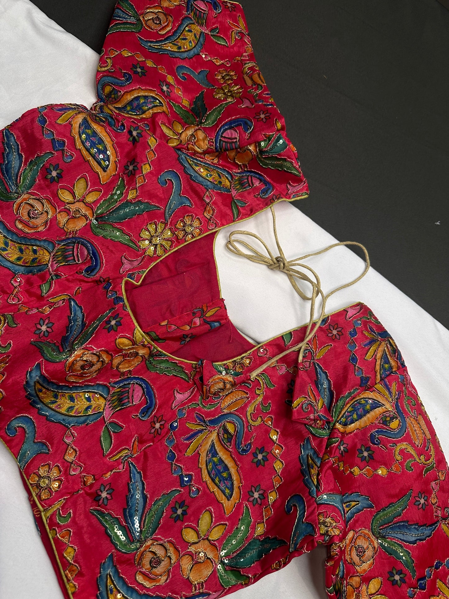 Pink Tissue  Kalamkari Sequence Blouse